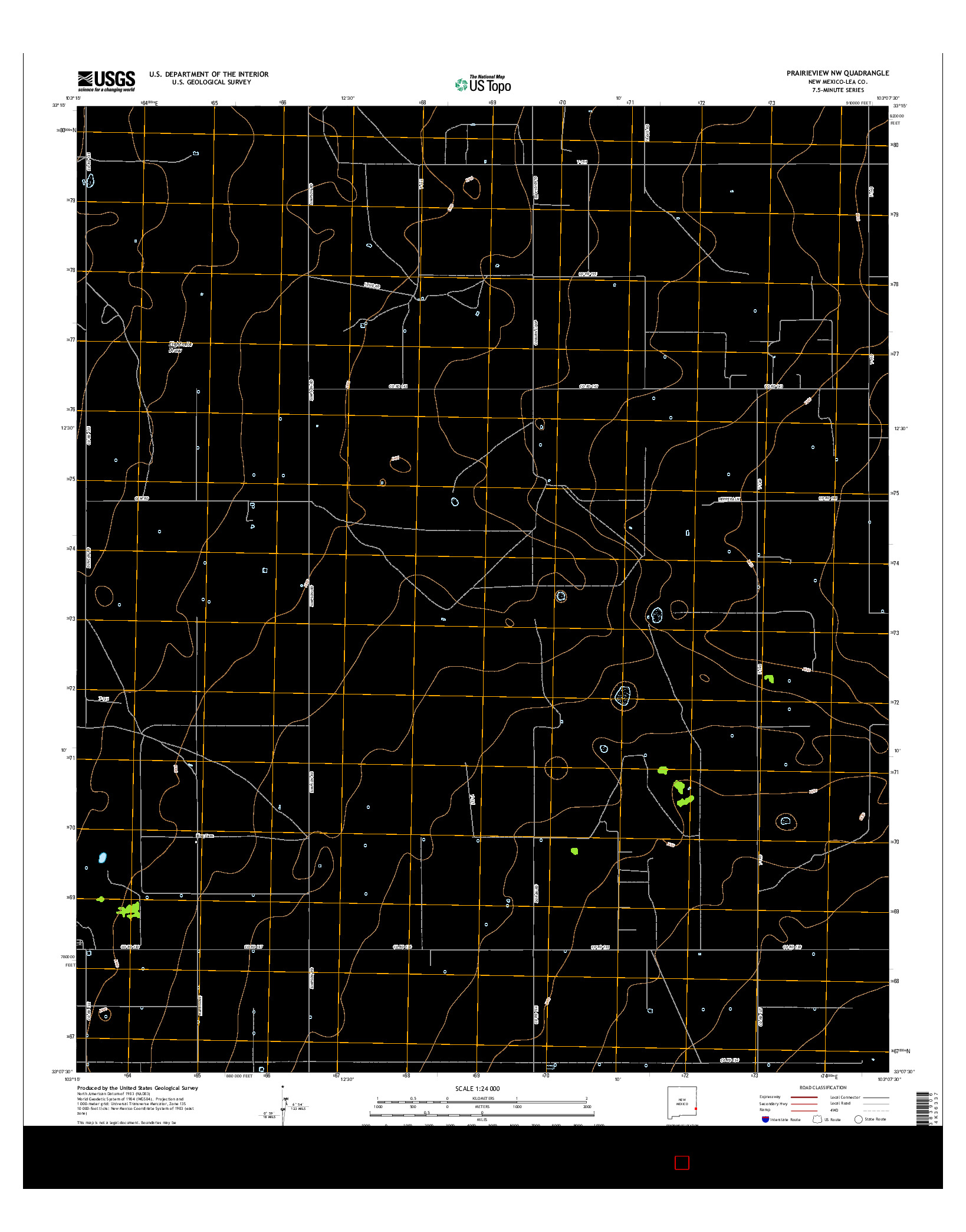 USGS US TOPO 7.5-MINUTE MAP FOR PRAIRIEVIEW NW, NM 2017