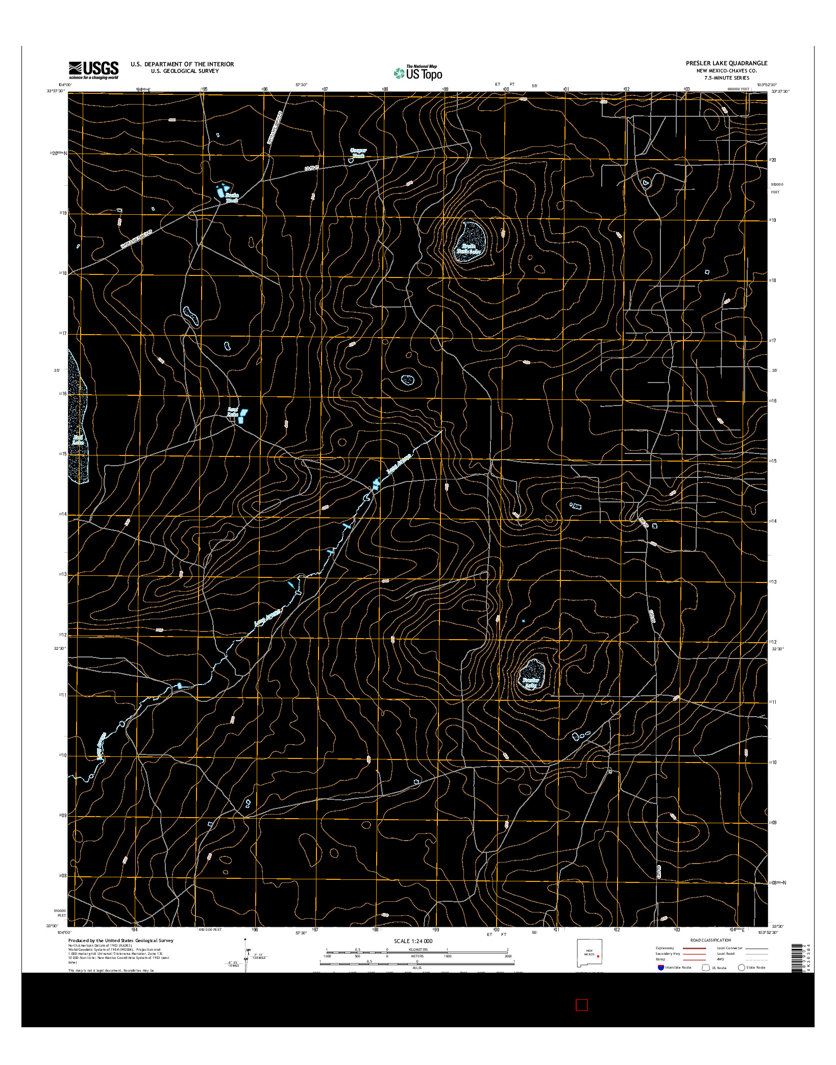 USGS US TOPO 7.5-MINUTE MAP FOR PRESLER LAKE, NM 2017