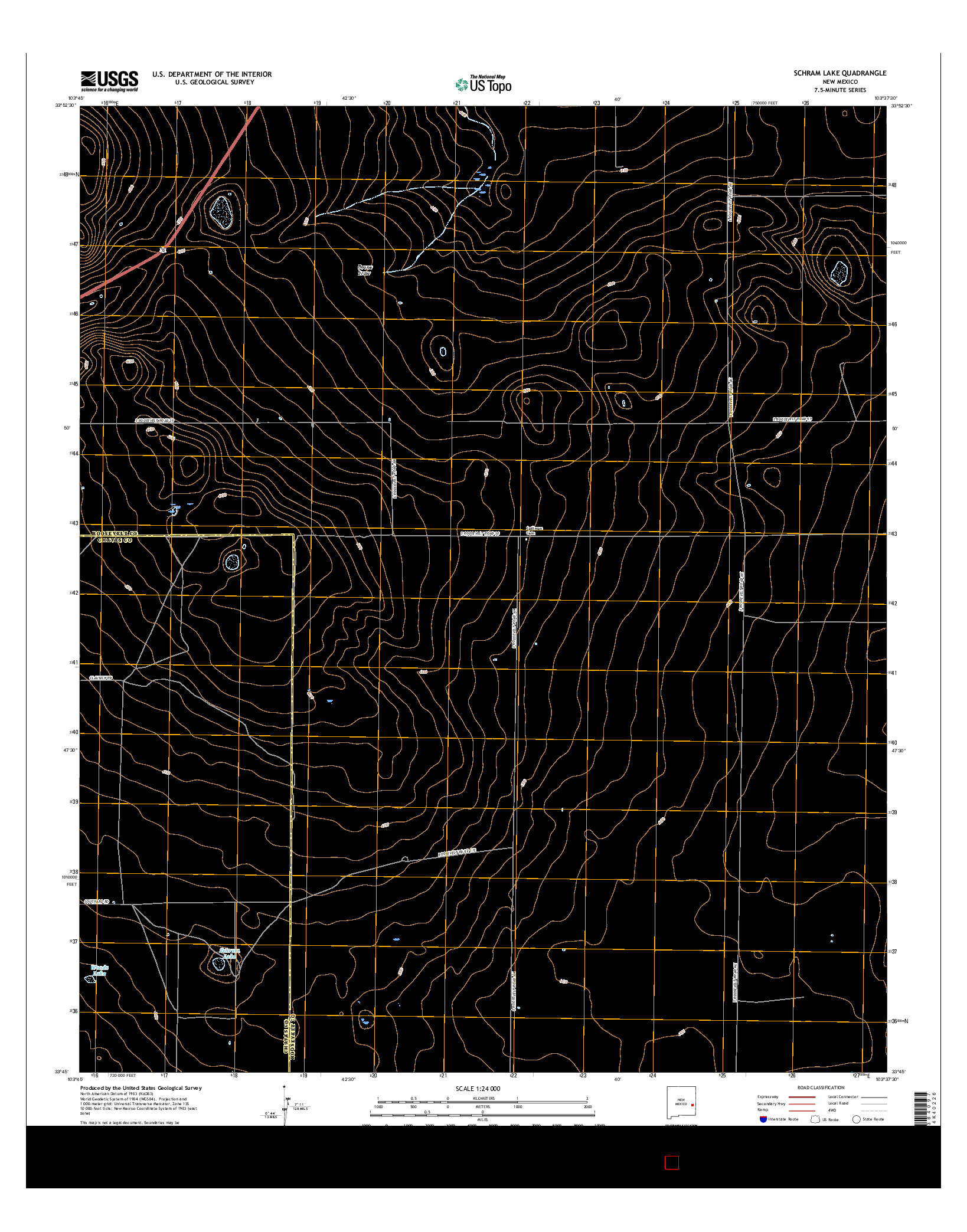 USGS US TOPO 7.5-MINUTE MAP FOR SCHRAM LAKE, NM 2017