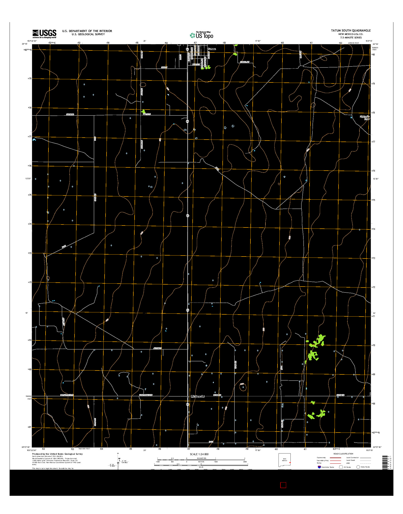 USGS US TOPO 7.5-MINUTE MAP FOR TATUM SOUTH, NM 2017