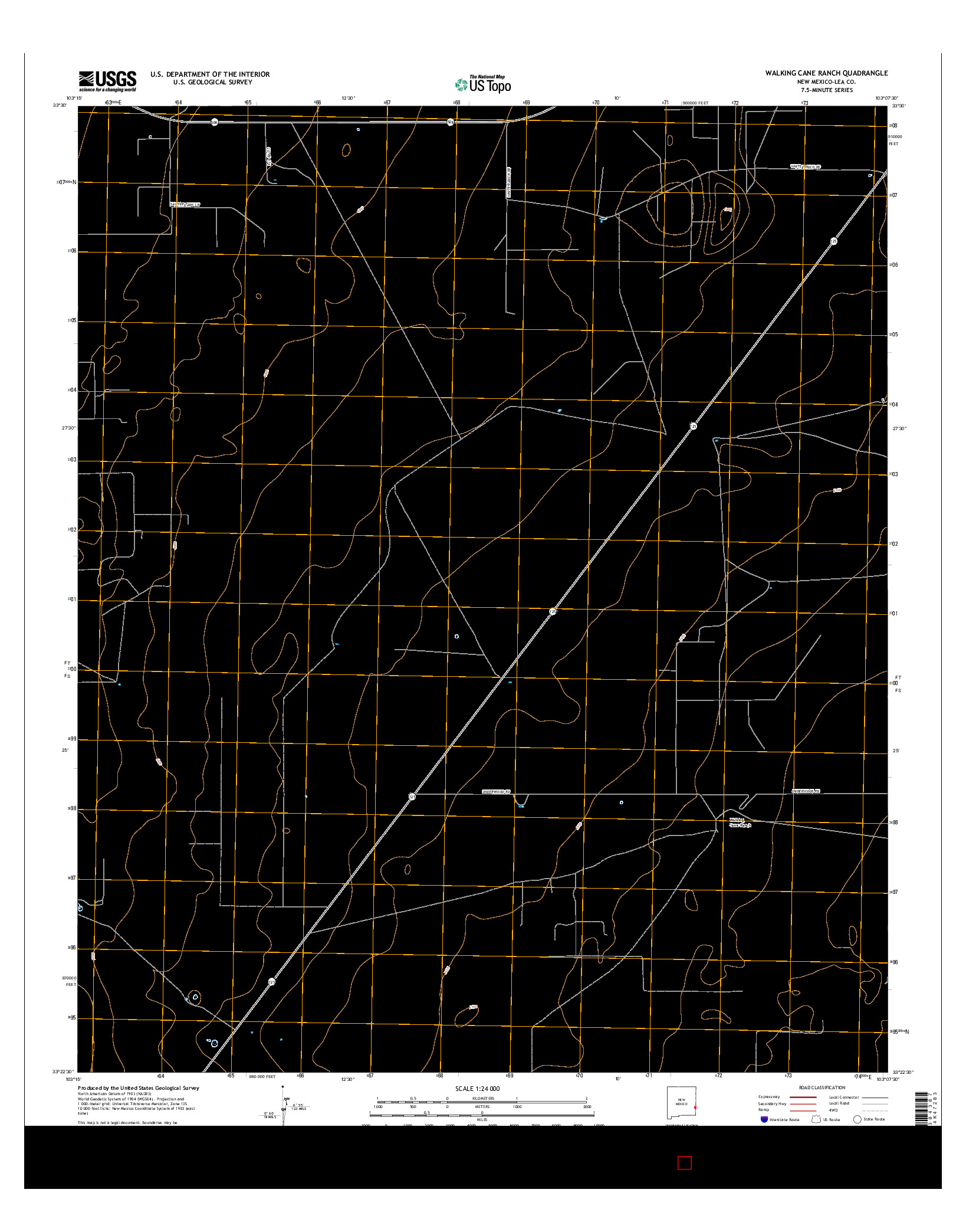 USGS US TOPO 7.5-MINUTE MAP FOR WALKING CANE RANCH, NM 2017