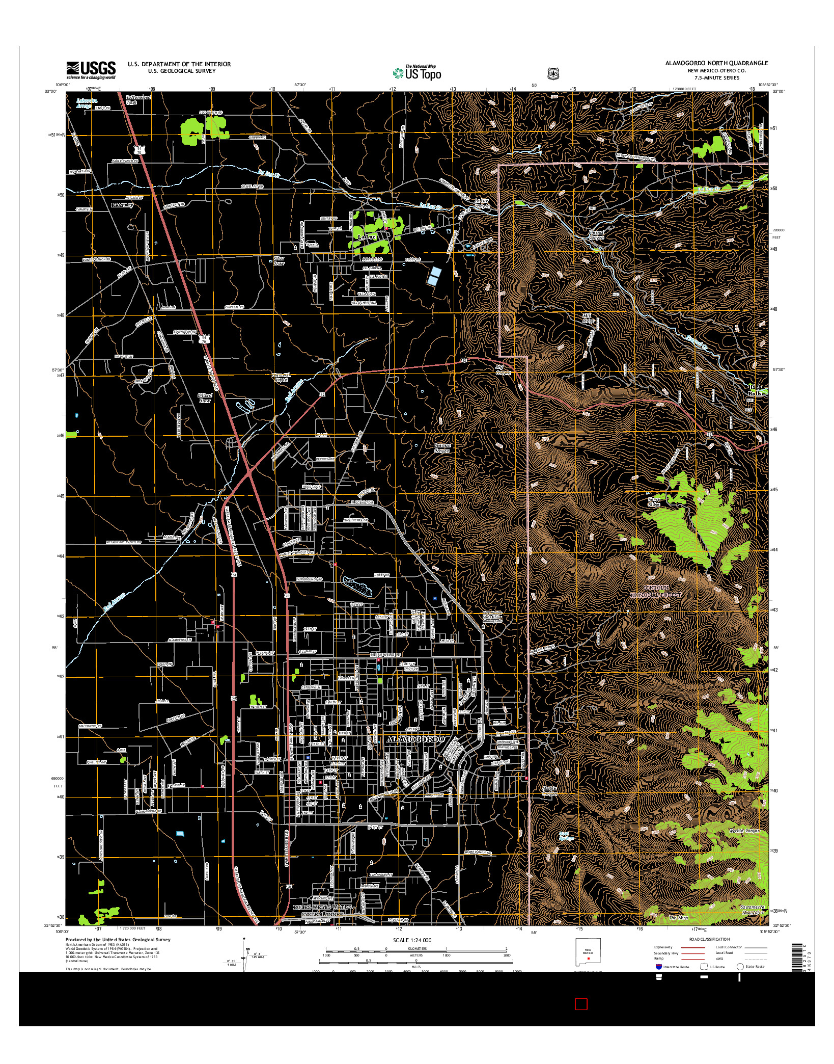 USGS US TOPO 7.5-MINUTE MAP FOR ALAMOGORDO NORTH, NM 2017