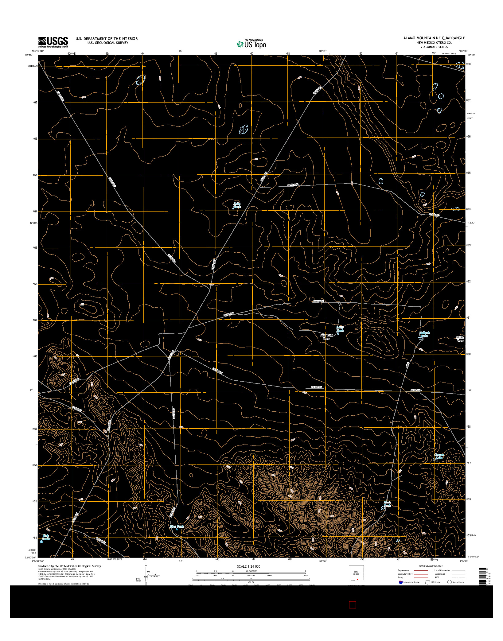 USGS US TOPO 7.5-MINUTE MAP FOR ALAMO MOUNTAIN NE, NM 2017