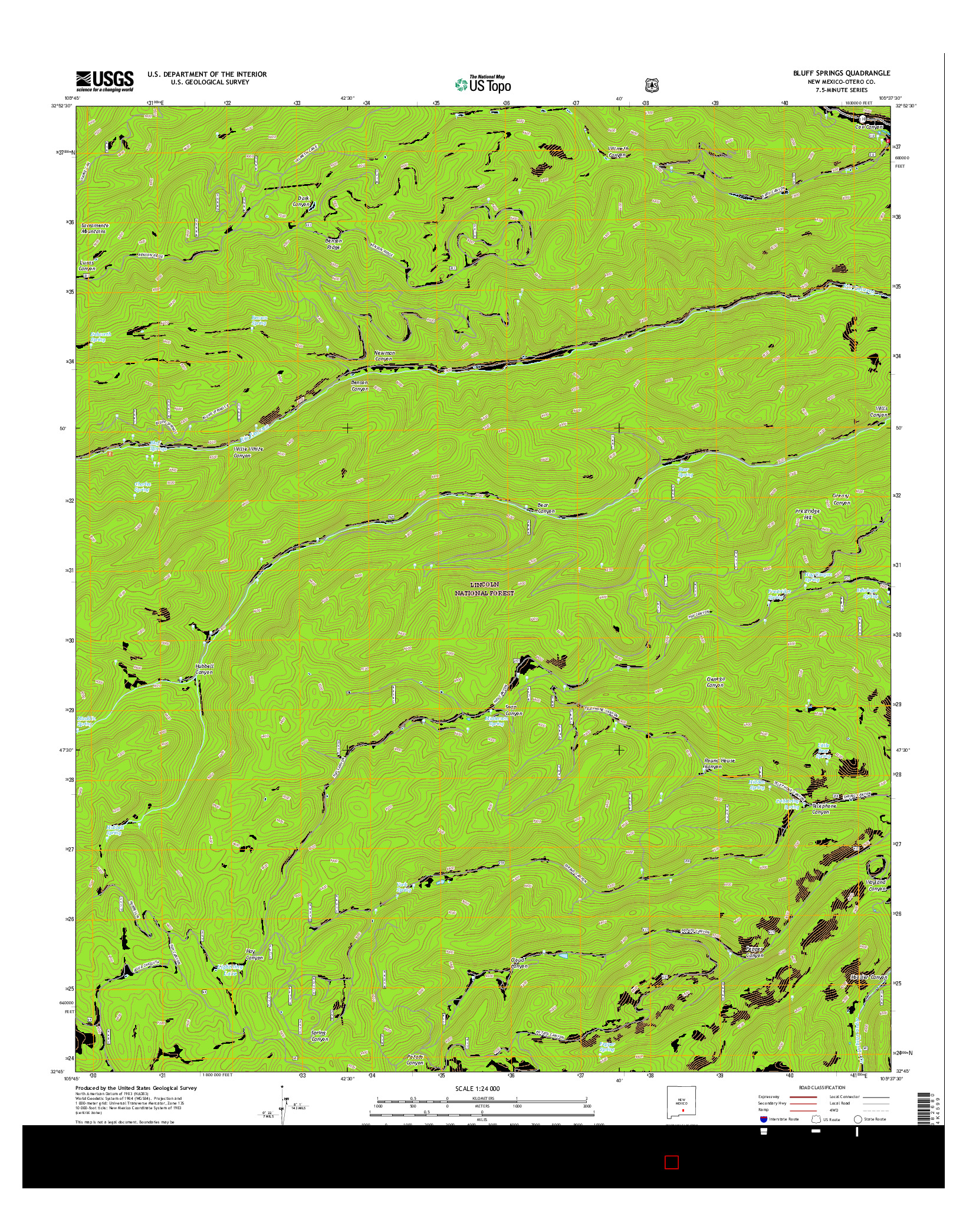 USGS US TOPO 7.5-MINUTE MAP FOR BLUFF SPRINGS, NM 2017