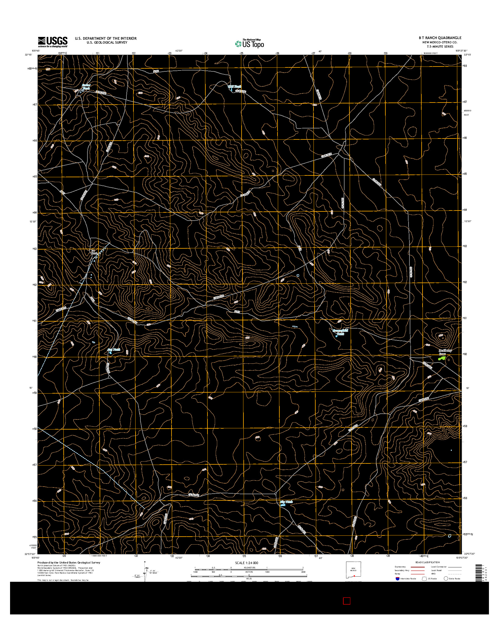 USGS US TOPO 7.5-MINUTE MAP FOR B T RANCH, NM 2017