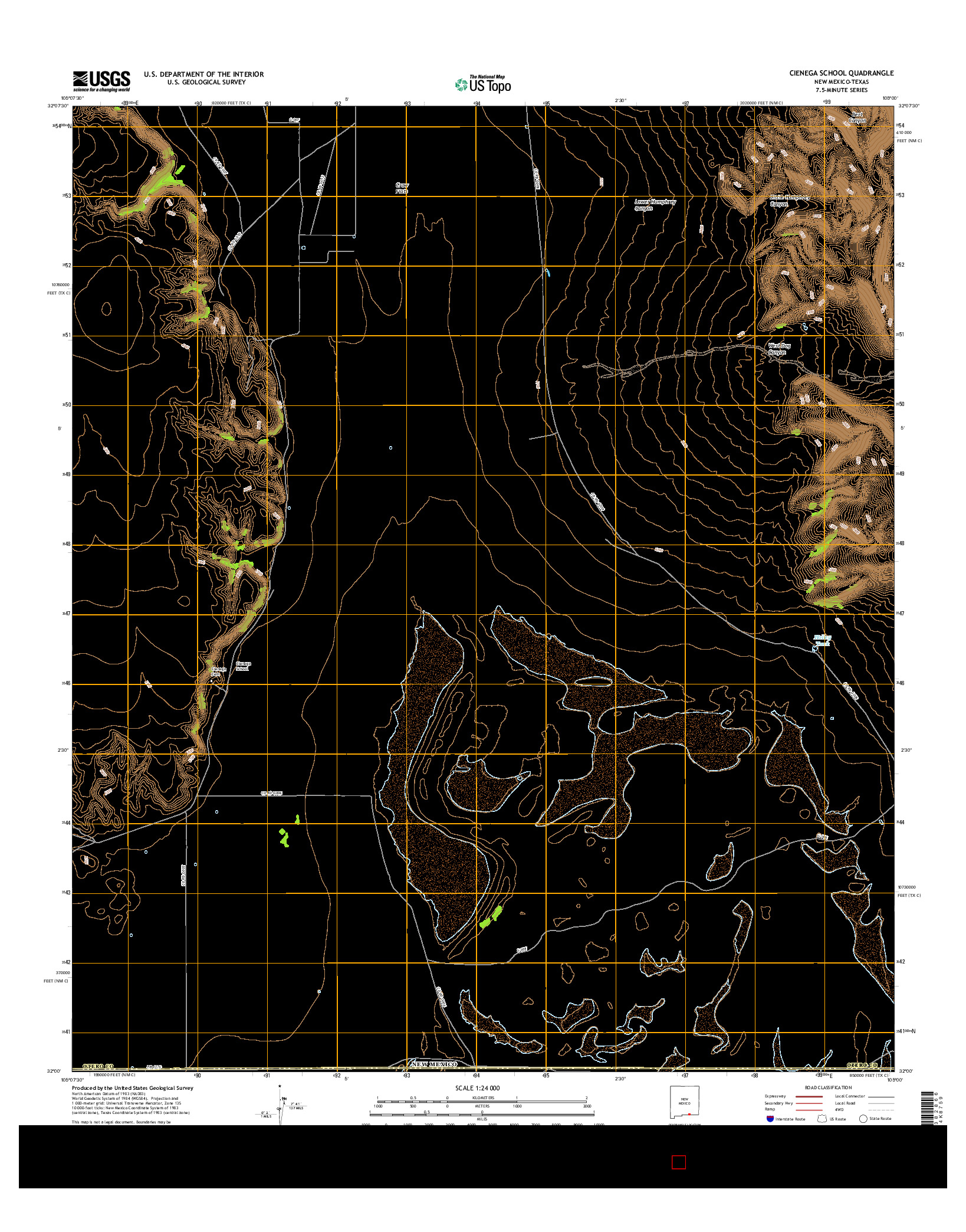 USGS US TOPO 7.5-MINUTE MAP FOR CIENEGA SCHOOL, NM-TX 2017