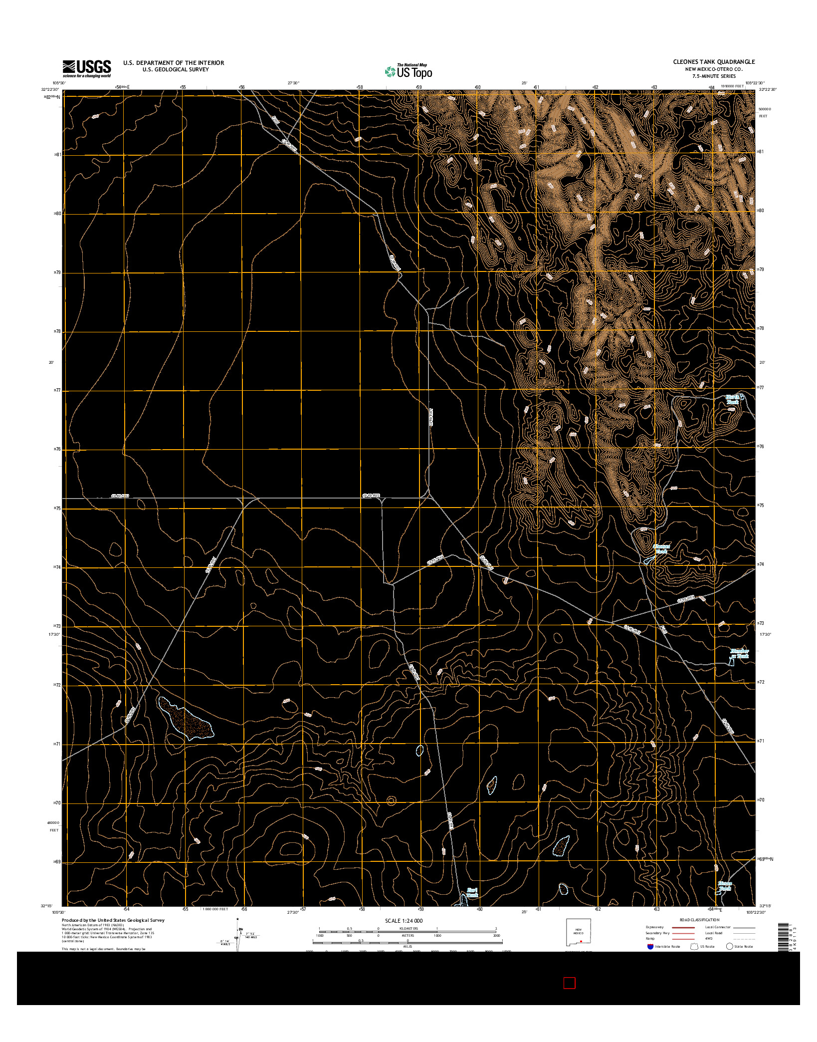 USGS US TOPO 7.5-MINUTE MAP FOR CLEONES TANK, NM 2017