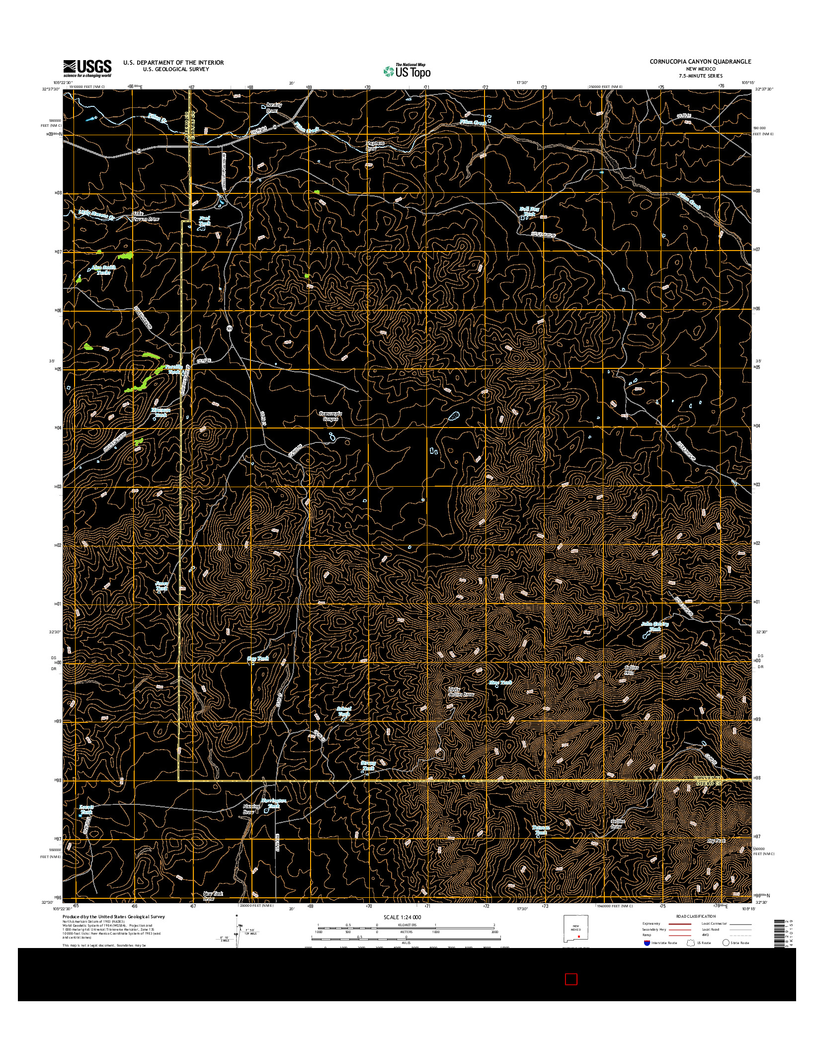 USGS US TOPO 7.5-MINUTE MAP FOR CORNUCOPIA CANYON, NM 2017