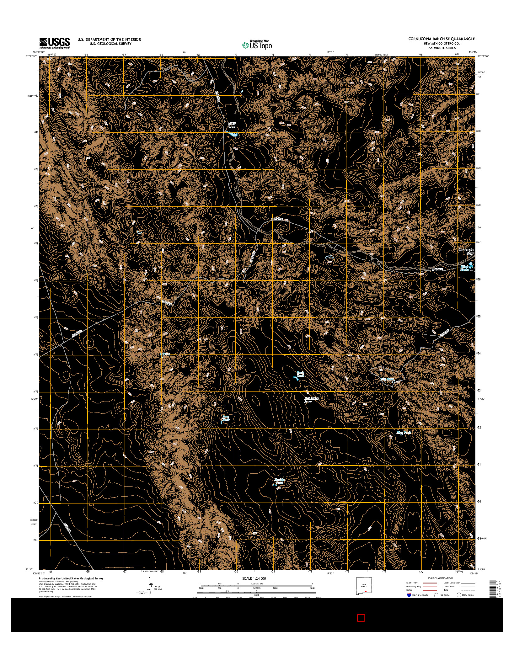 USGS US TOPO 7.5-MINUTE MAP FOR CORNUCOPIA RANCH SE, NM 2017