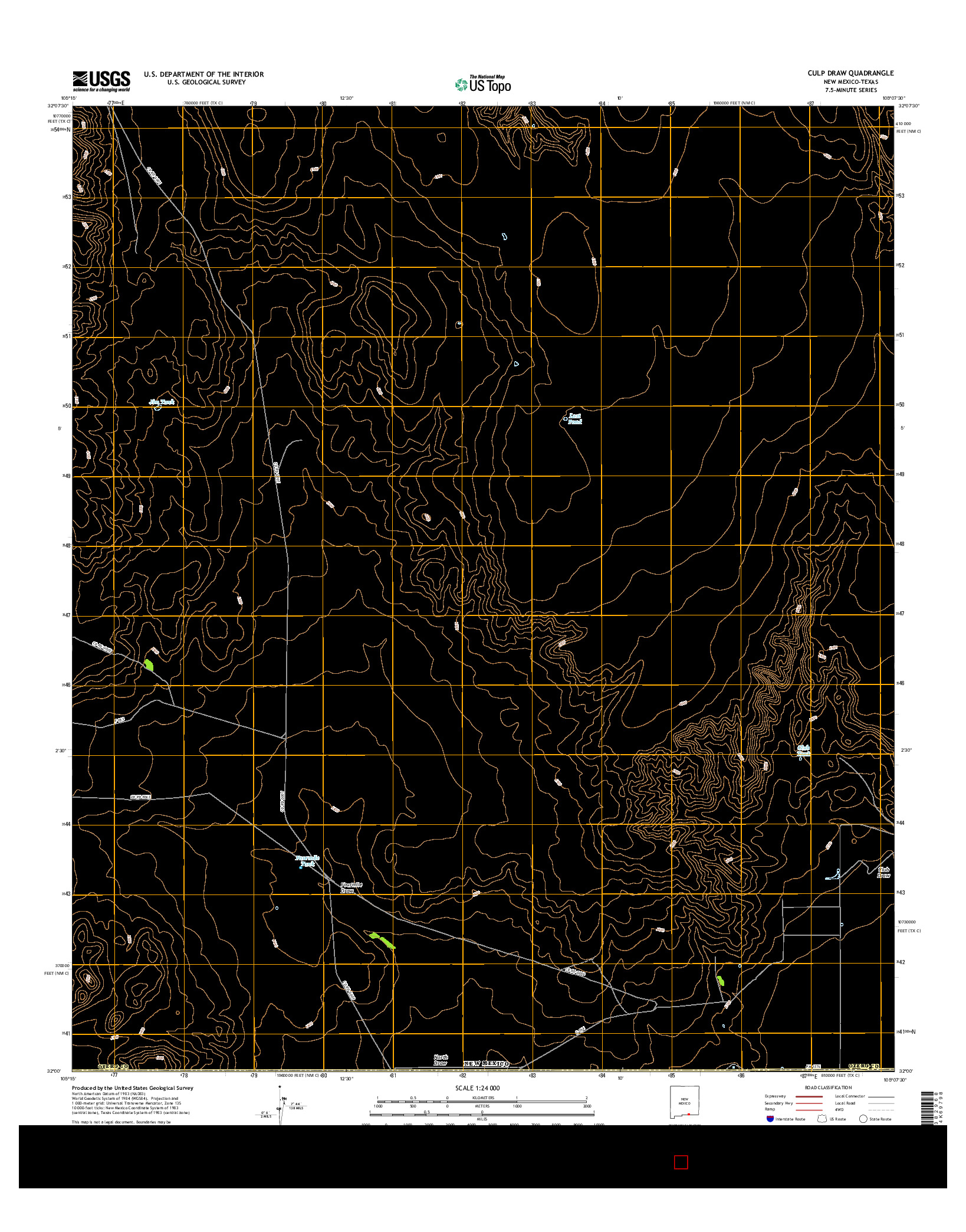 USGS US TOPO 7.5-MINUTE MAP FOR CULP DRAW, NM-TX 2017