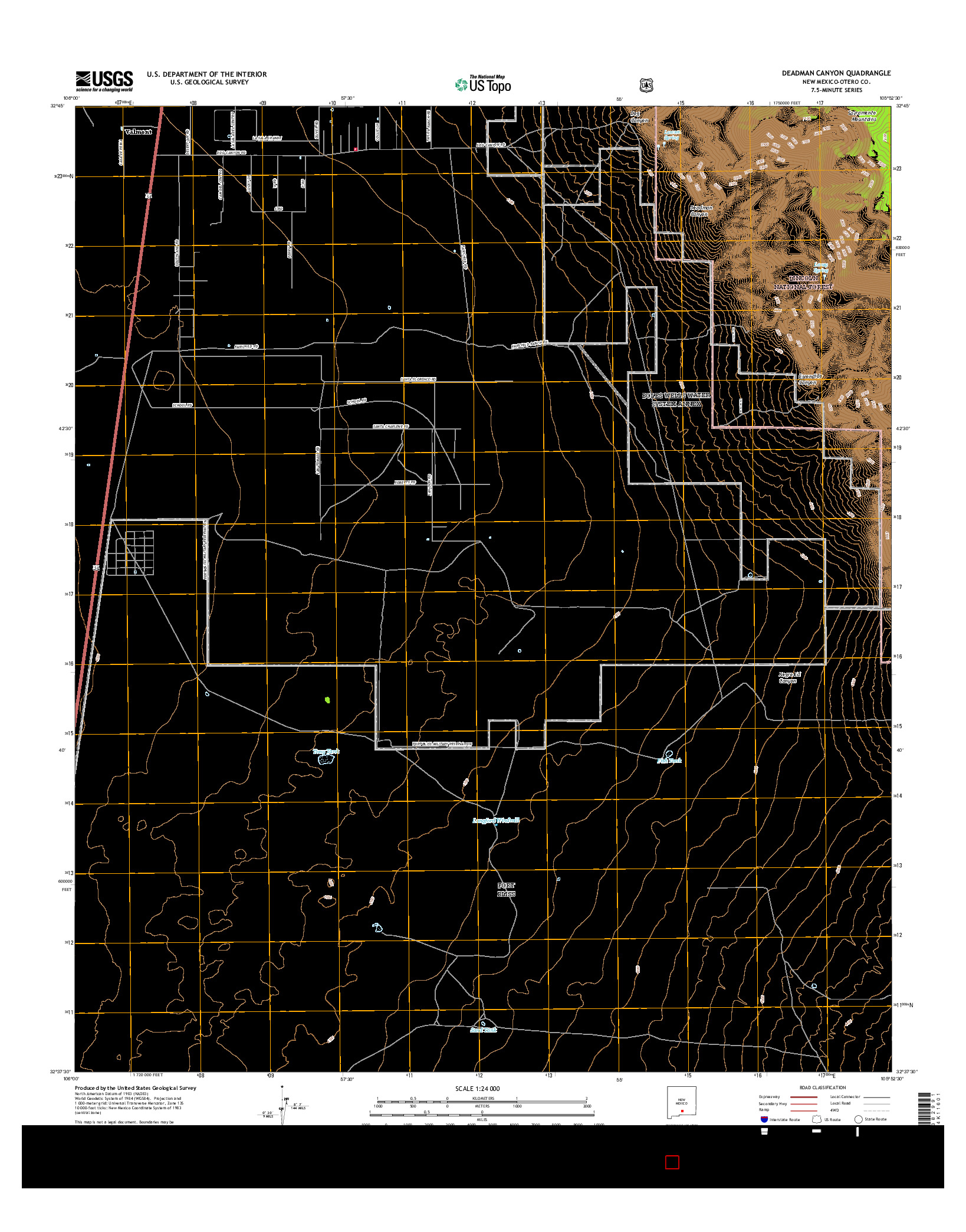 USGS US TOPO 7.5-MINUTE MAP FOR DEADMAN CANYON, NM 2017