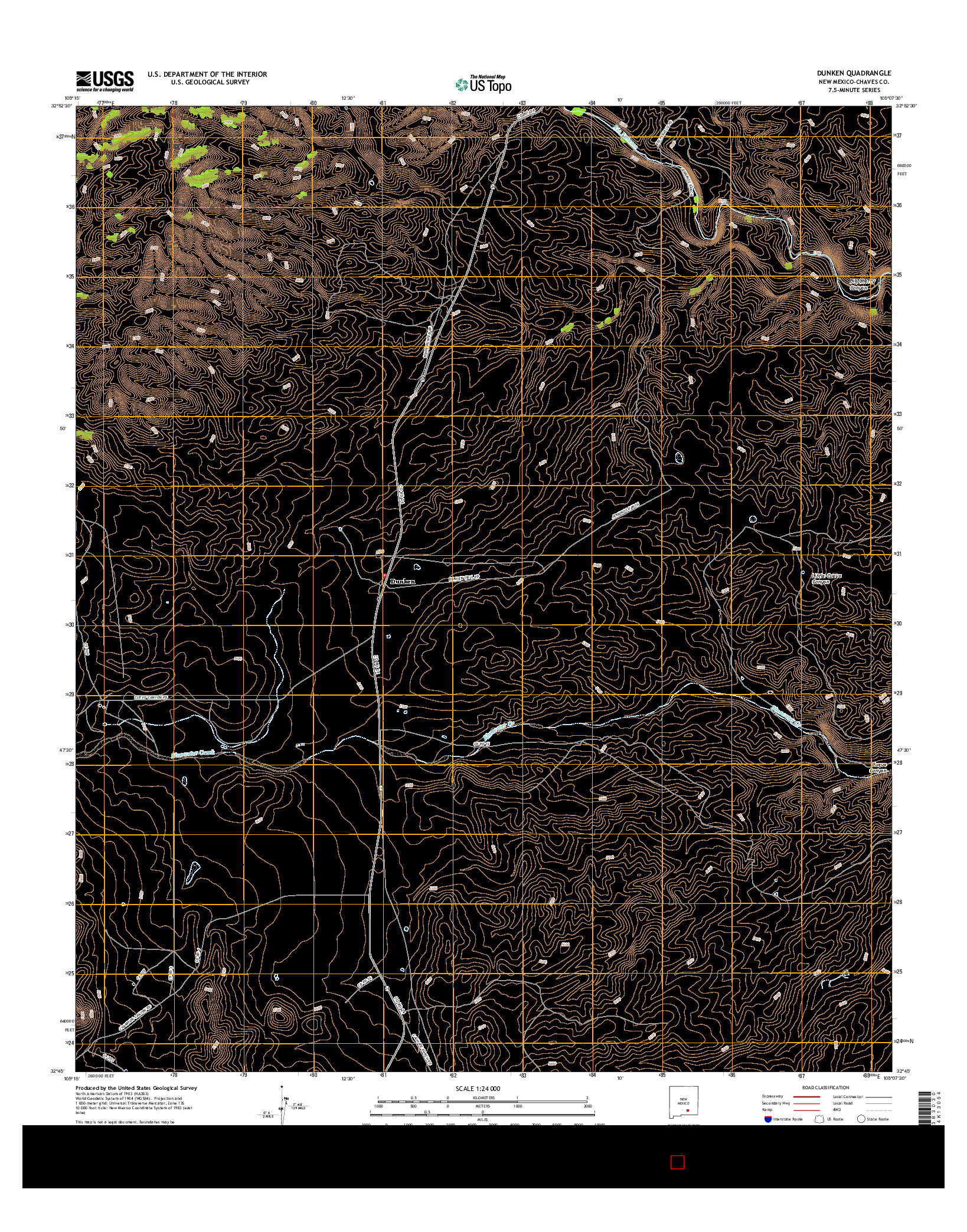 USGS US TOPO 7.5-MINUTE MAP FOR DUNKEN, NM 2017