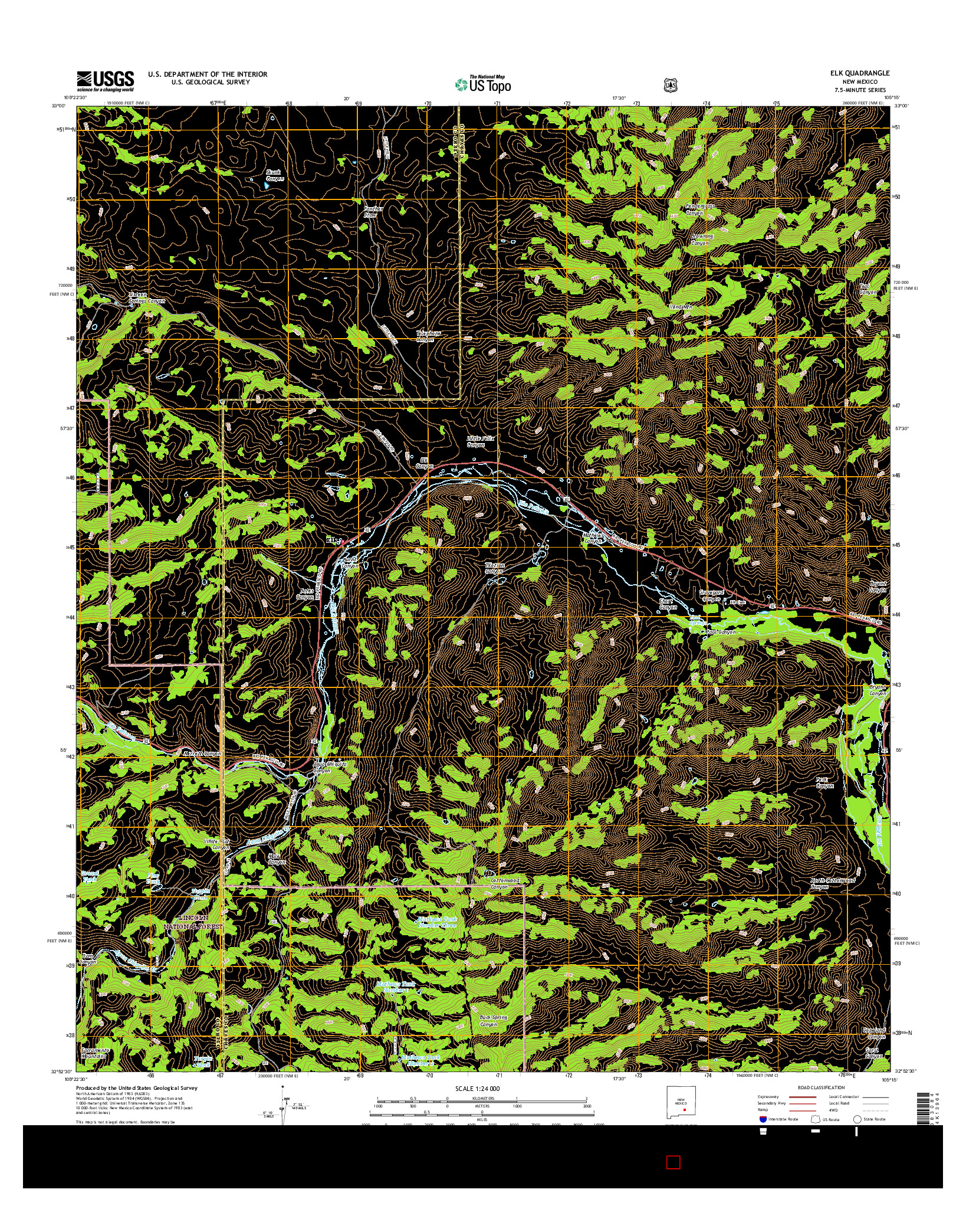 USGS US TOPO 7.5-MINUTE MAP FOR ELK, NM 2017