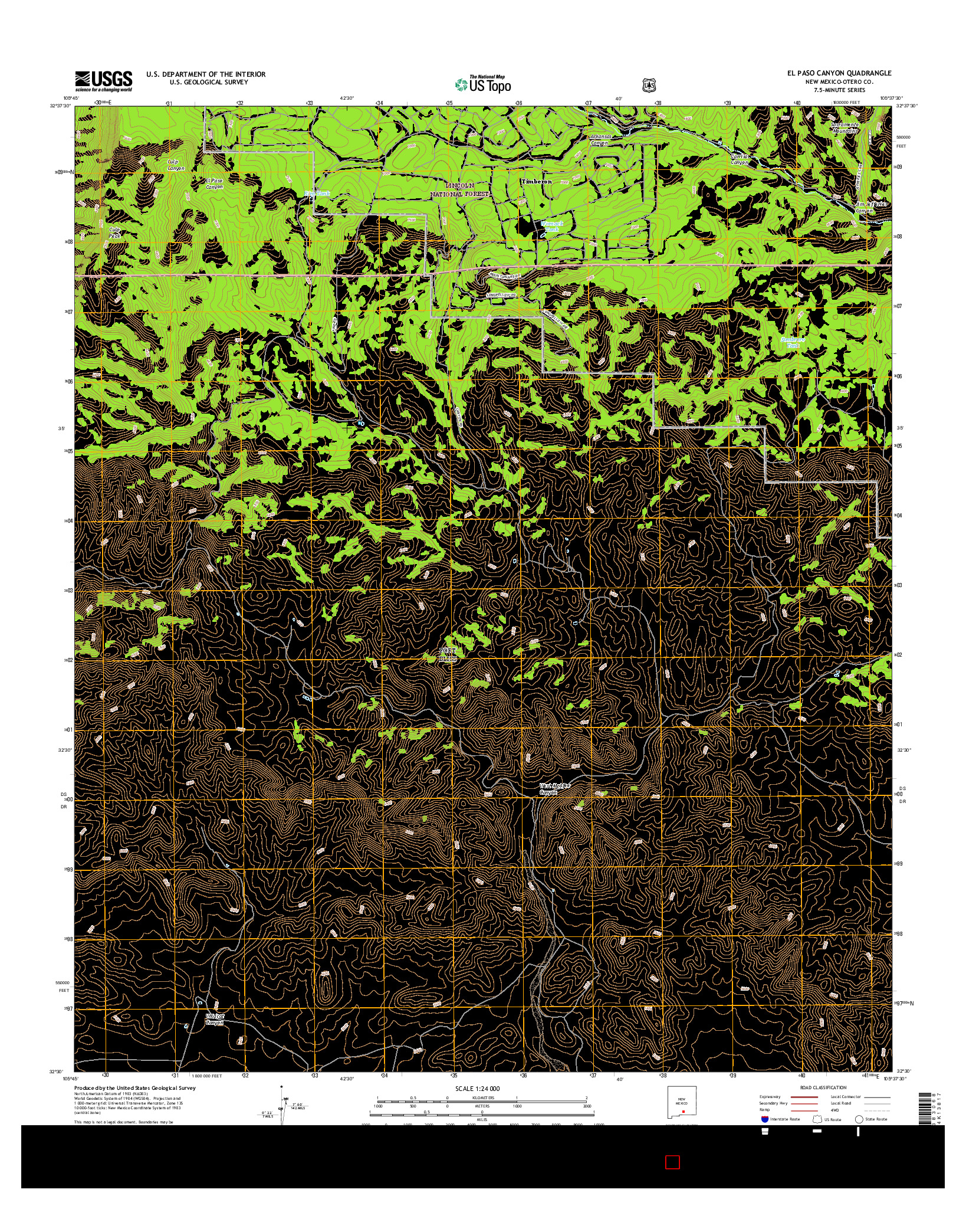 USGS US TOPO 7.5-MINUTE MAP FOR EL PASO CANYON, NM 2017