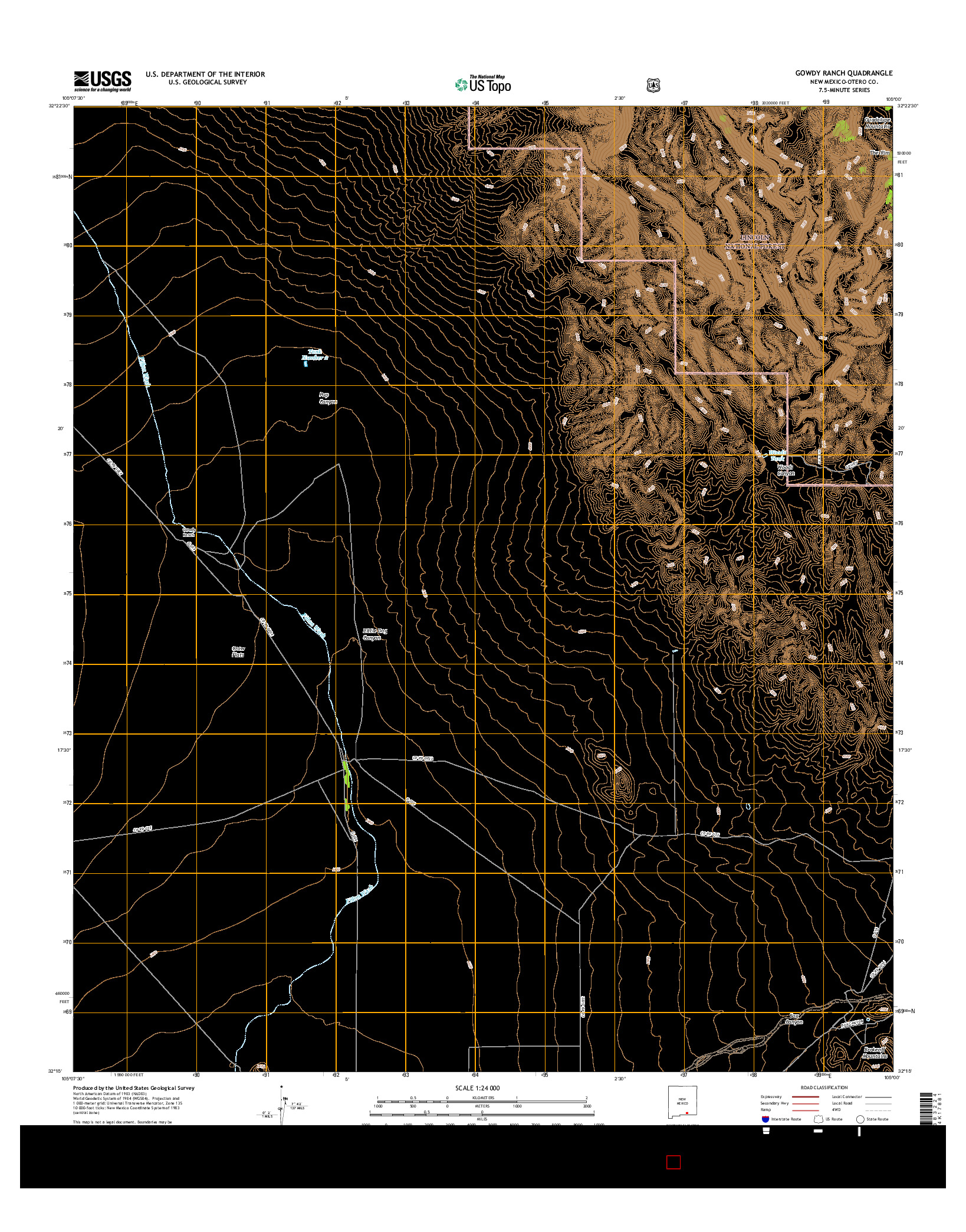 USGS US TOPO 7.5-MINUTE MAP FOR GOWDY RANCH, NM 2017