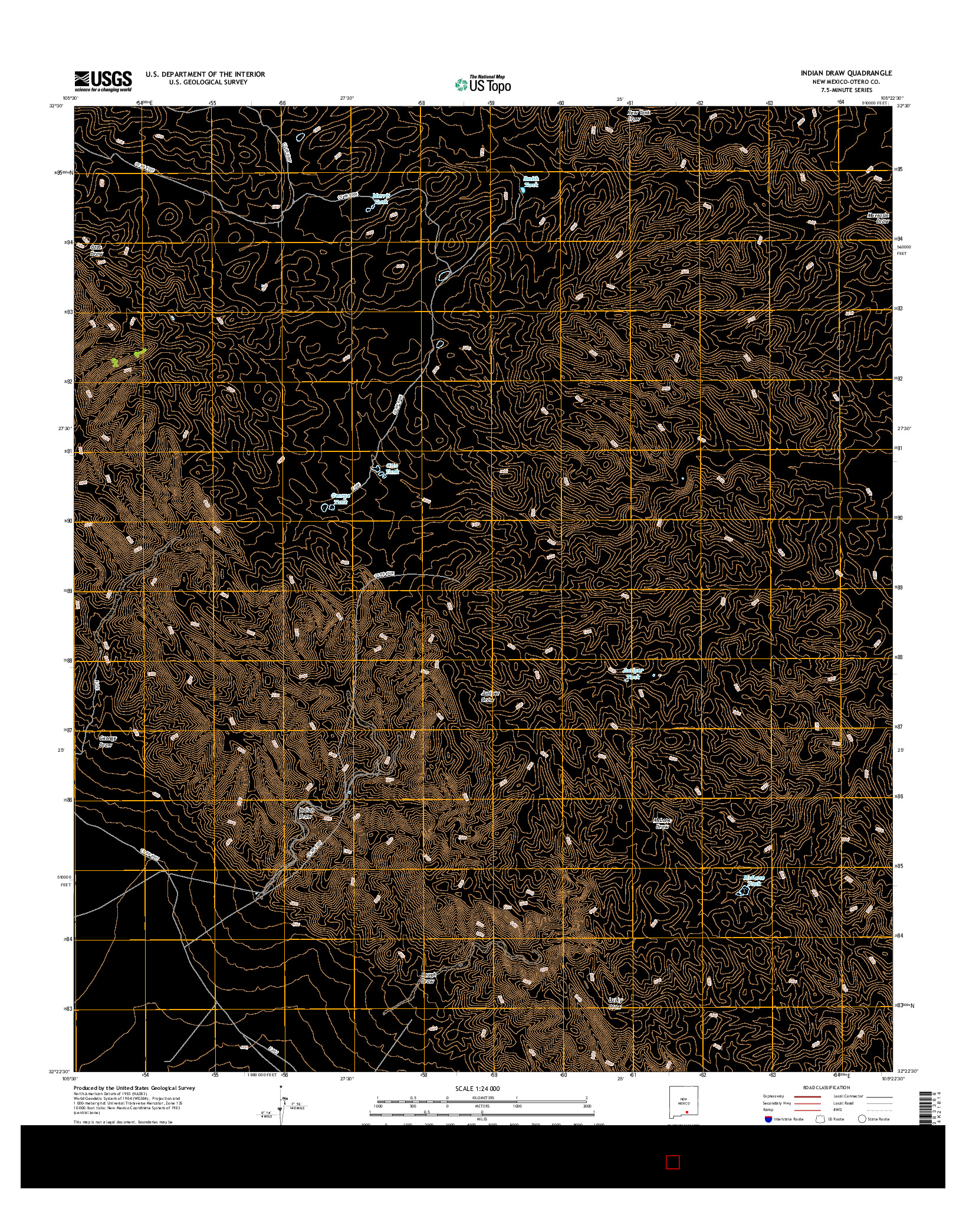 USGS US TOPO 7.5-MINUTE MAP FOR INDIAN DRAW, NM 2017