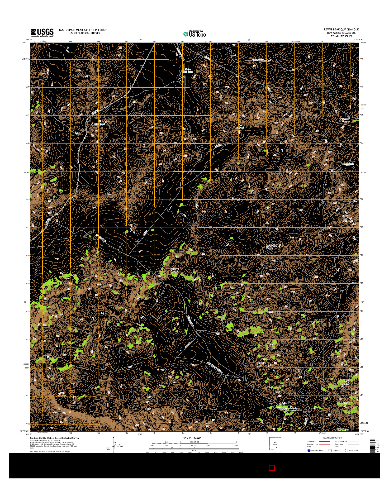 USGS US TOPO 7.5-MINUTE MAP FOR LEWIS PEAK, NM 2017