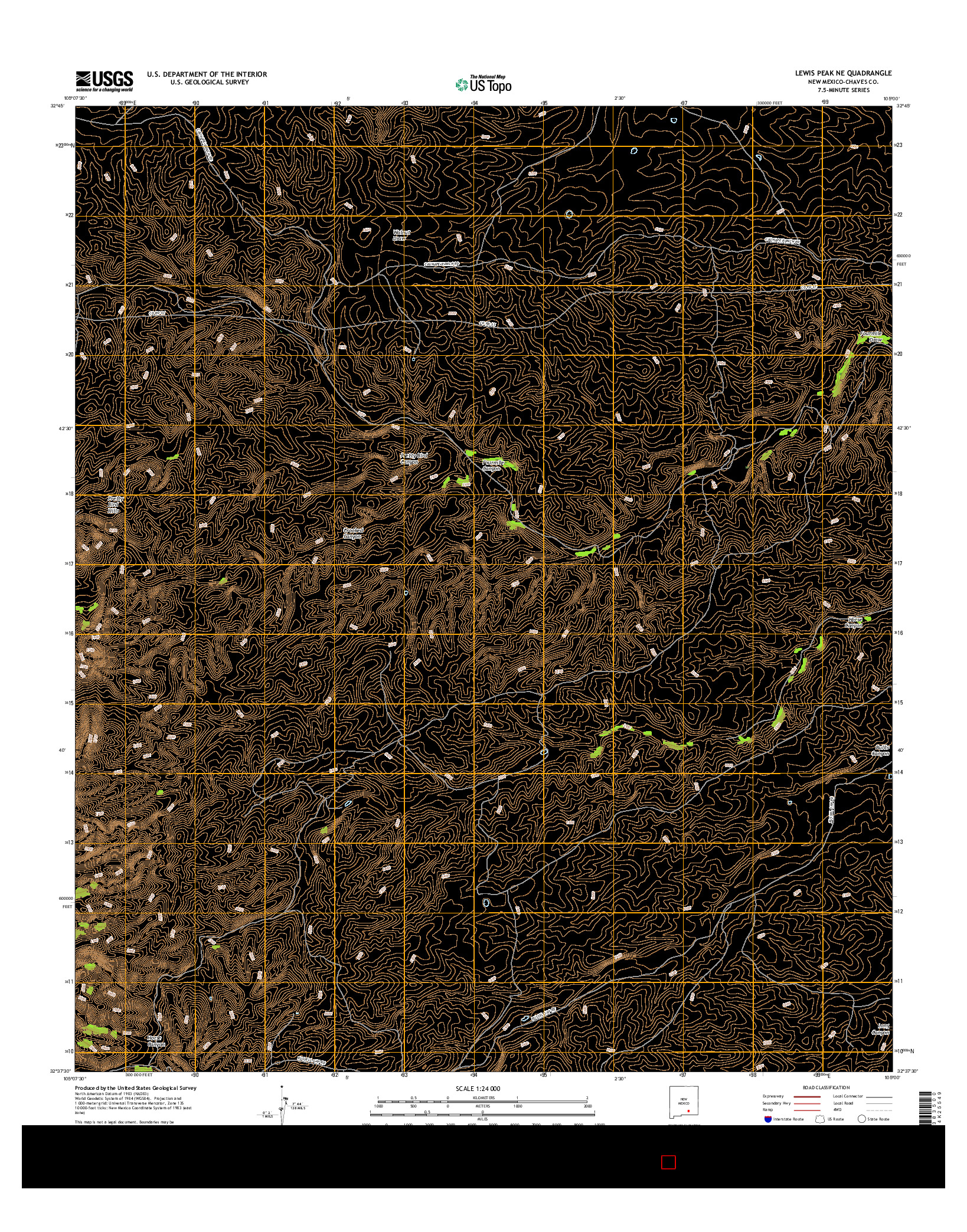 USGS US TOPO 7.5-MINUTE MAP FOR LEWIS PEAK NE, NM 2017