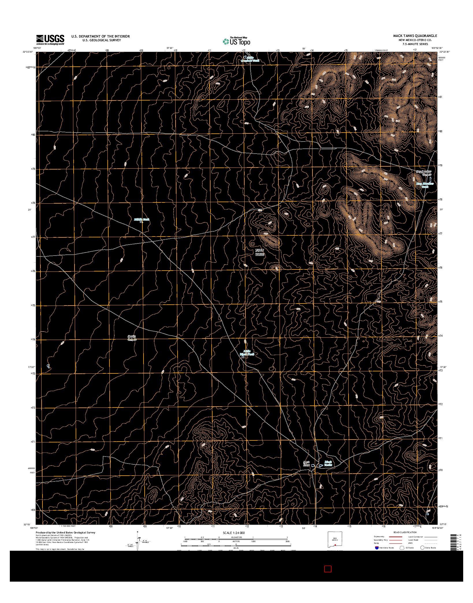 USGS US TOPO 7.5-MINUTE MAP FOR MACK TANKS, NM 2017