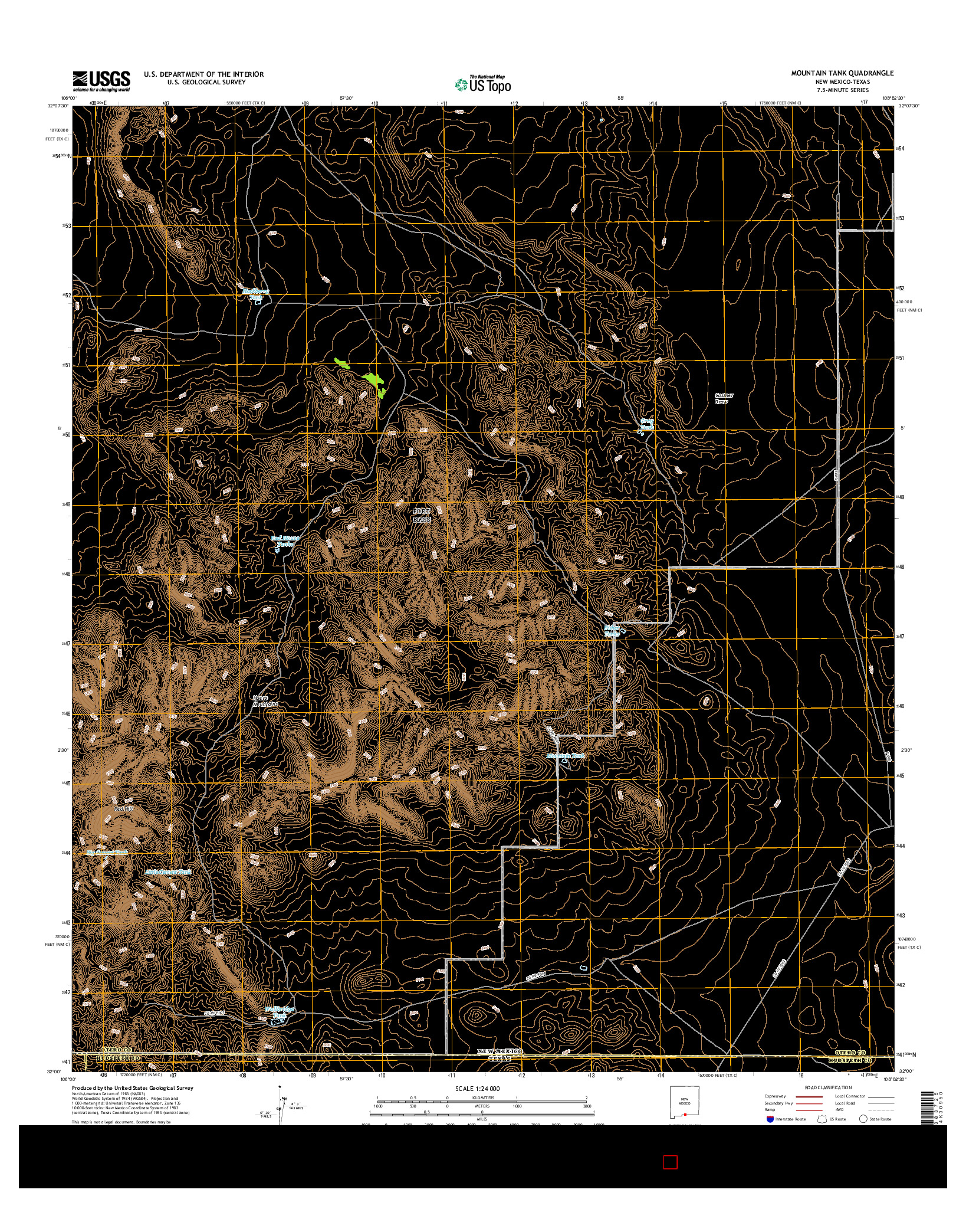 USGS US TOPO 7.5-MINUTE MAP FOR MOUNTAIN TANK, NM-TX 2017