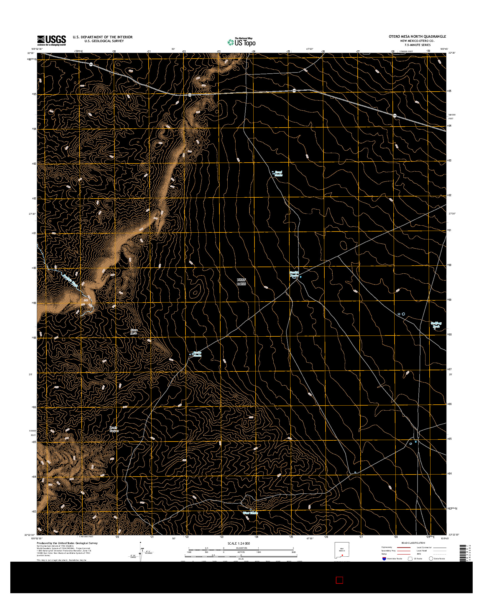 USGS US TOPO 7.5-MINUTE MAP FOR OTERO MESA NORTH, NM 2017