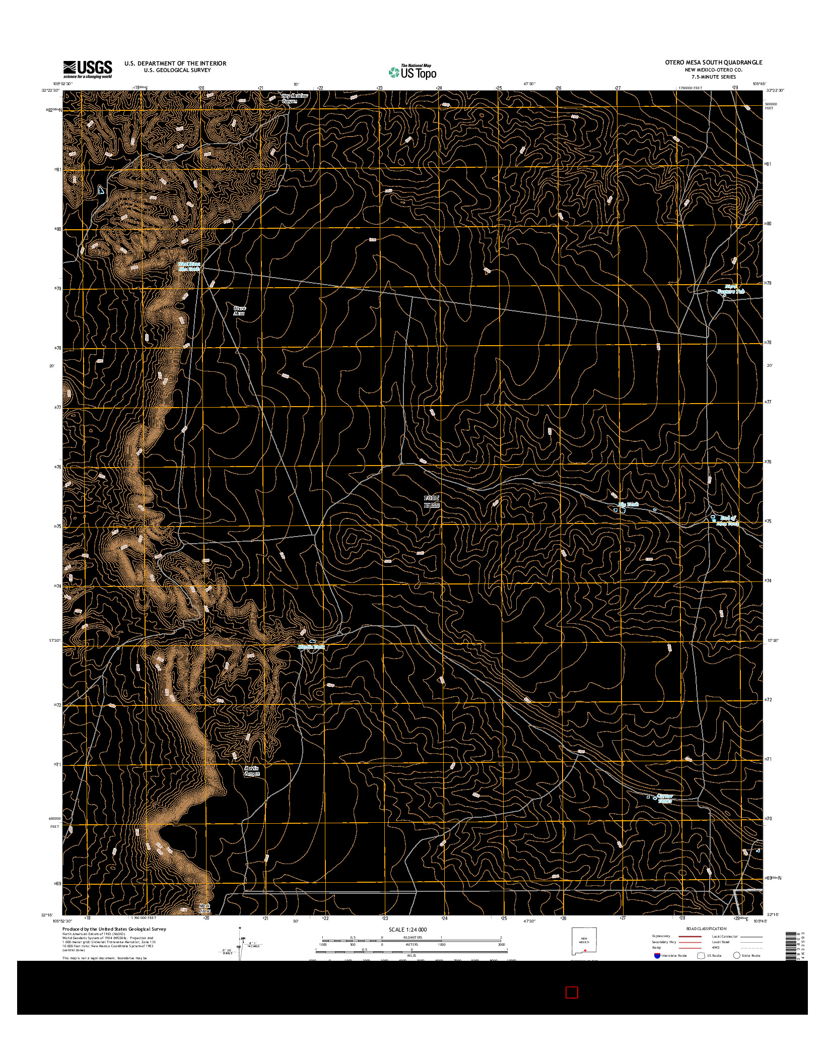 USGS US TOPO 7.5-MINUTE MAP FOR OTERO MESA SOUTH, NM 2017