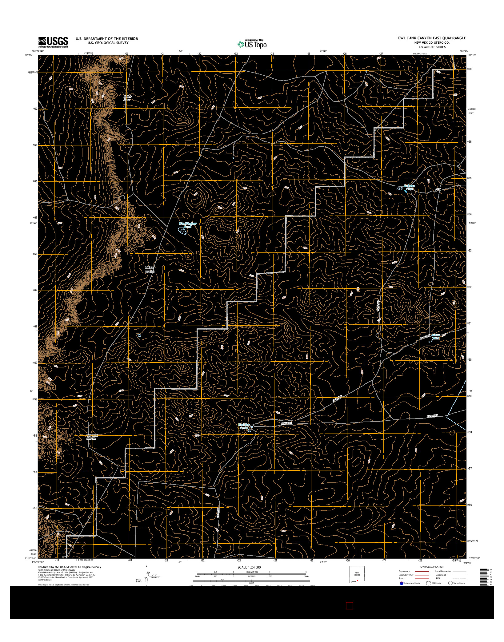 USGS US TOPO 7.5-MINUTE MAP FOR OWL TANK CANYON EAST, NM 2017