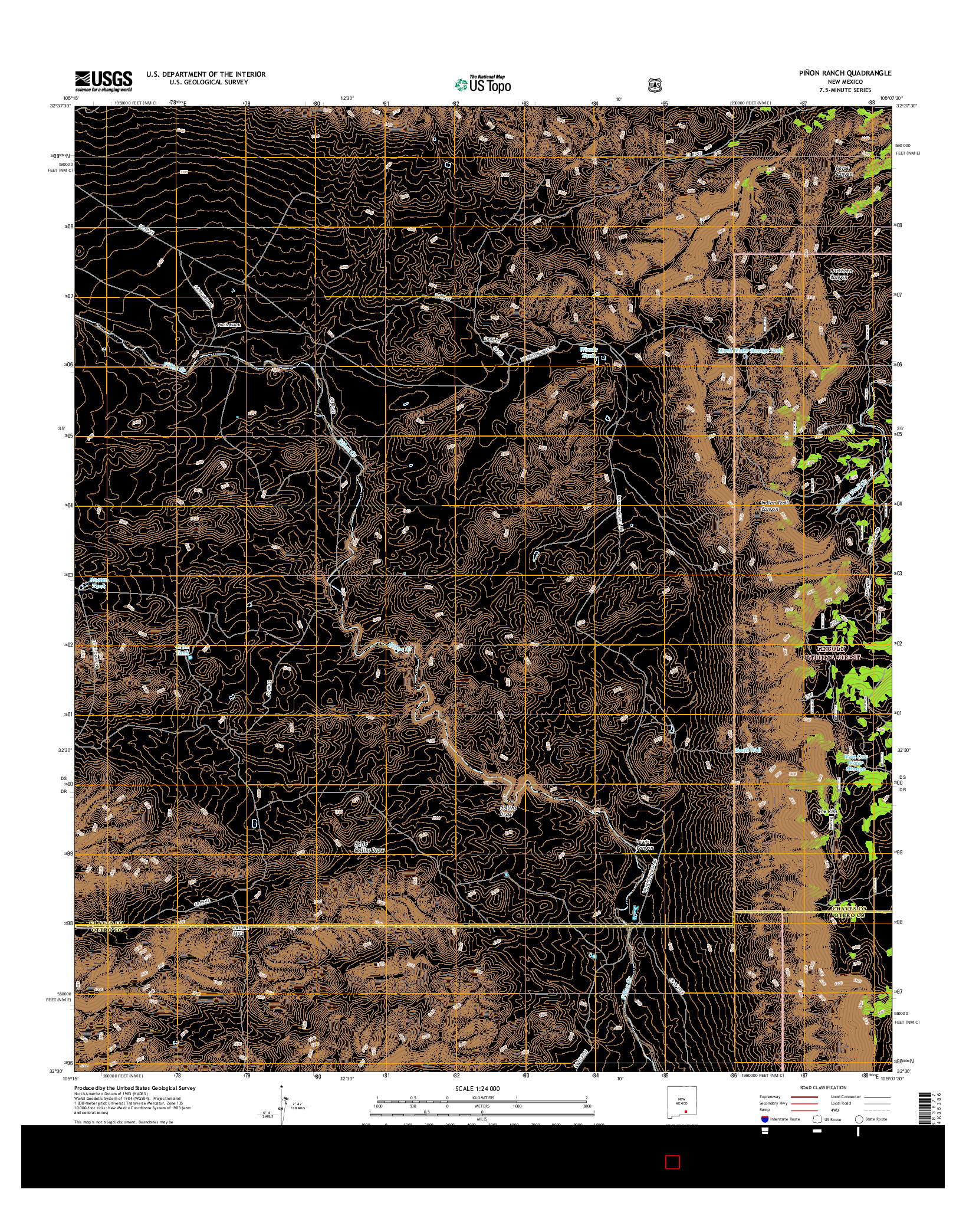 USGS US TOPO 7.5-MINUTE MAP FOR PIñON RANCH, NM 2017