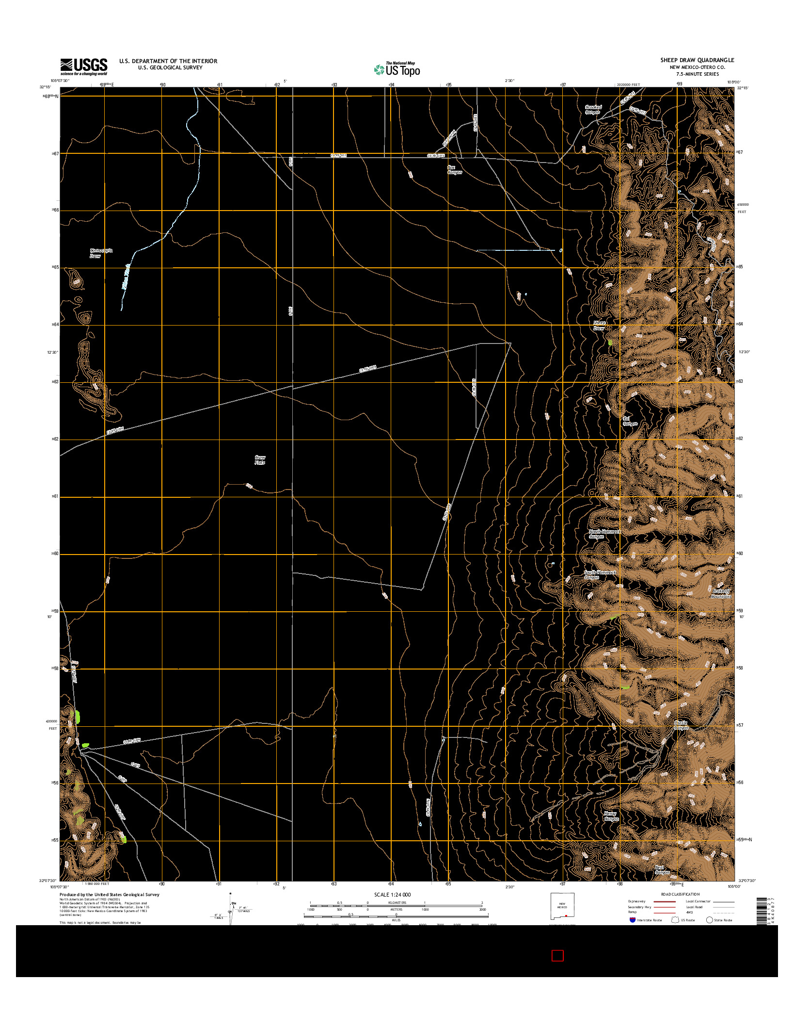 USGS US TOPO 7.5-MINUTE MAP FOR SHEEP DRAW, NM 2017