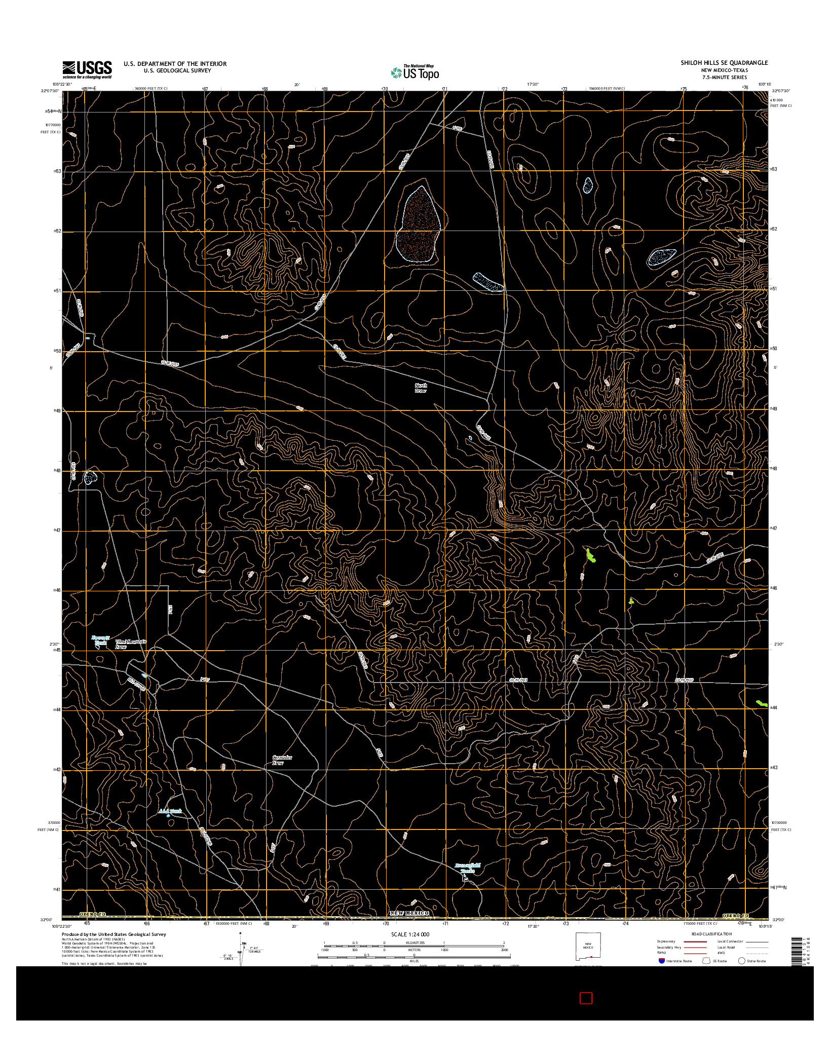 USGS US TOPO 7.5-MINUTE MAP FOR SHILOH HILLS SE, NM-TX 2017