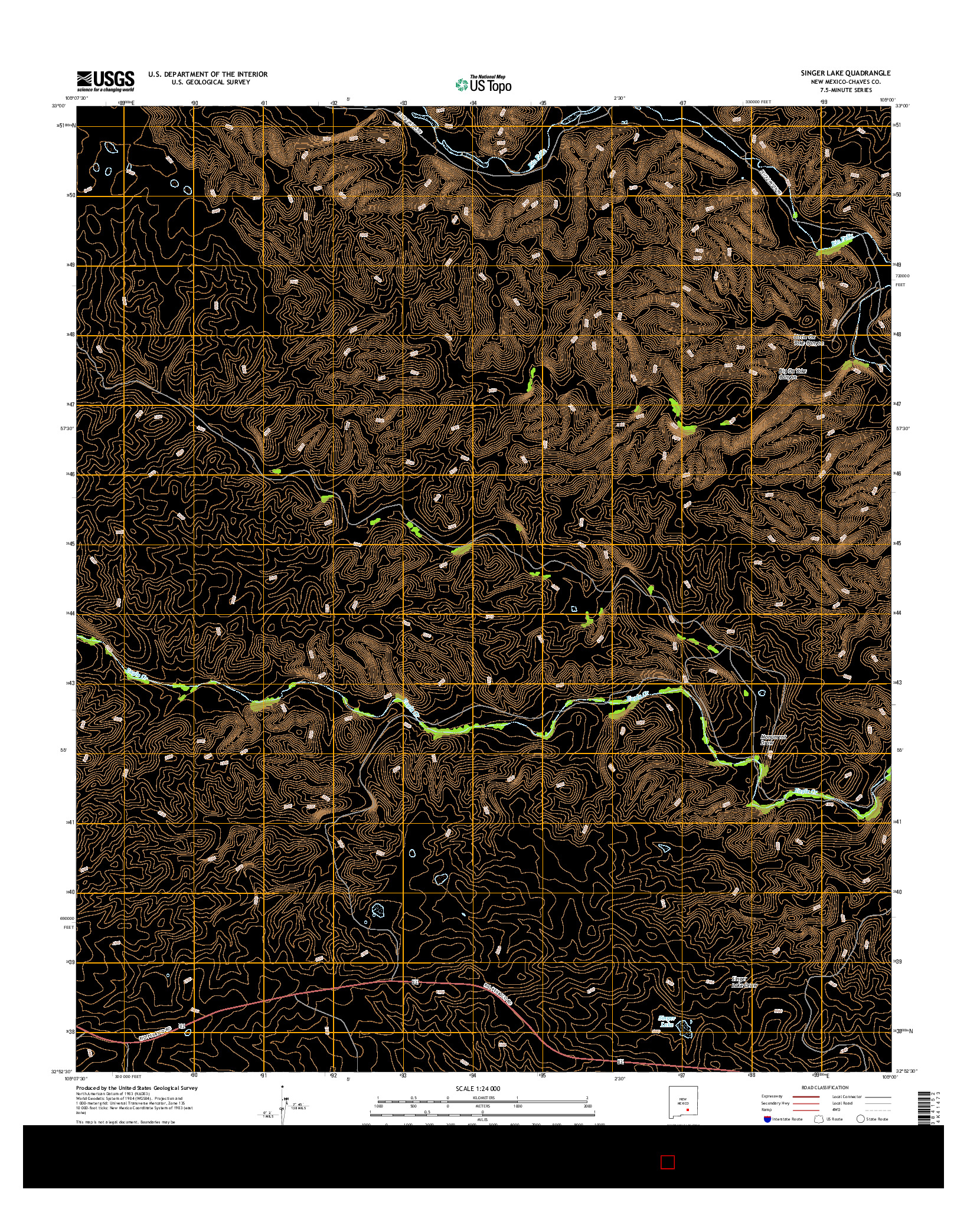 USGS US TOPO 7.5-MINUTE MAP FOR SINGER LAKE, NM 2017