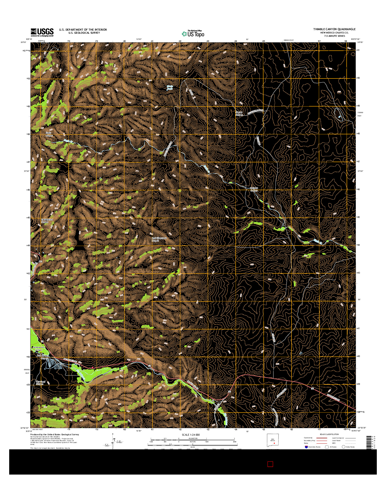 USGS US TOPO 7.5-MINUTE MAP FOR THIMBLE CANYON, NM 2017