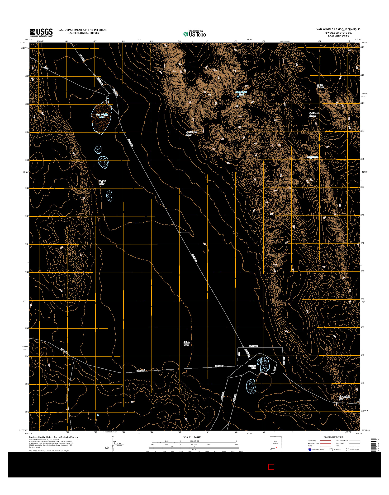 USGS US TOPO 7.5-MINUTE MAP FOR VAN WINKLE LAKE, NM 2017