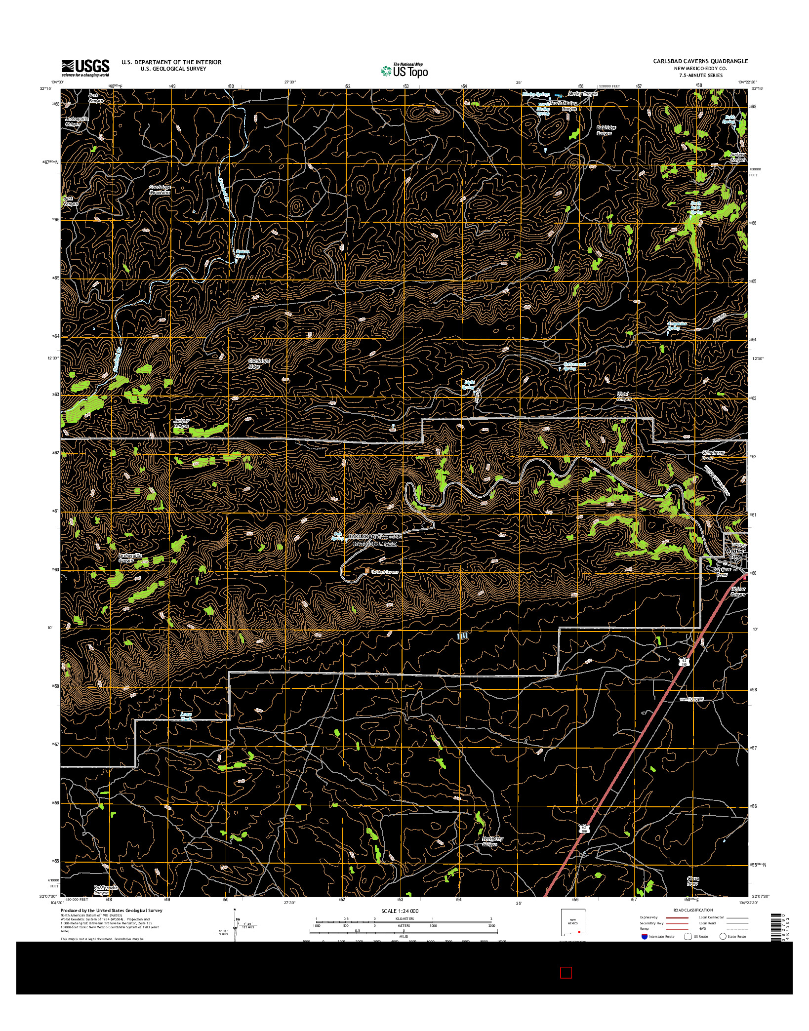 USGS US TOPO 7.5-MINUTE MAP FOR CARLSBAD CAVERNS, NM 2017