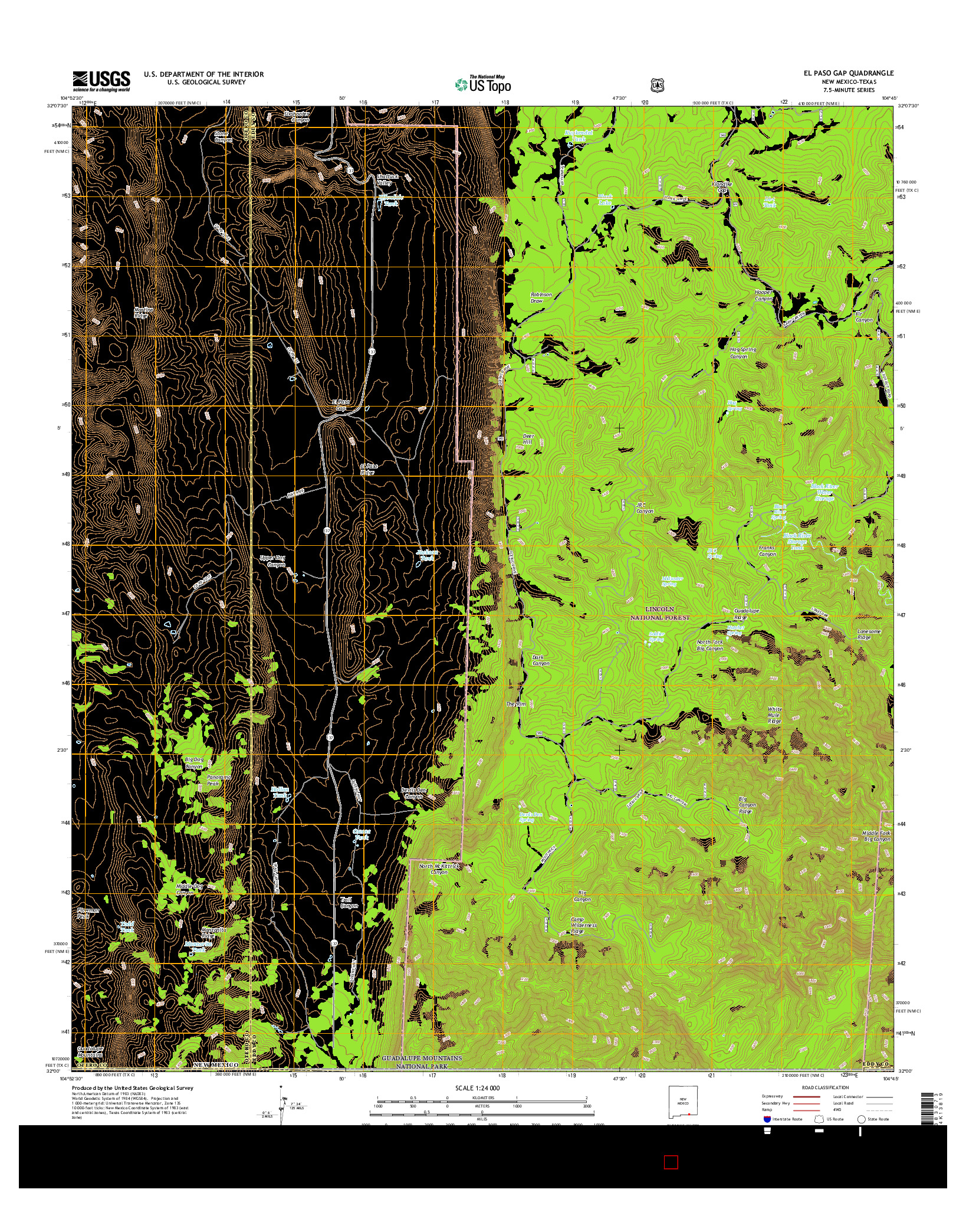 USGS US TOPO 7.5-MINUTE MAP FOR EL PASO GAP, NM-TX 2017