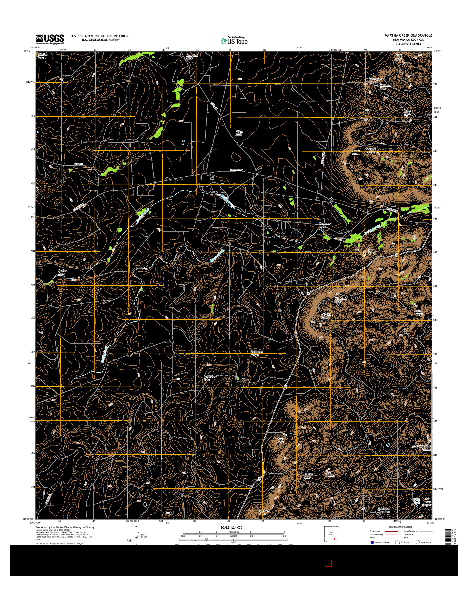 USGS US TOPO 7.5-MINUTE MAP FOR MARTHA CREEK, NM 2017