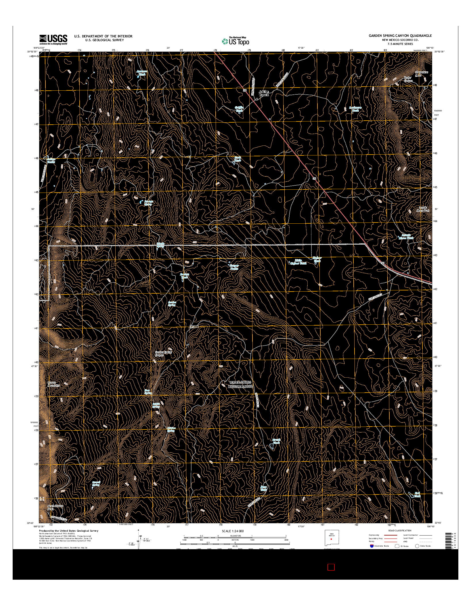 USGS US TOPO 7.5-MINUTE MAP FOR GARDEN SPRING CANYON, NM 2017