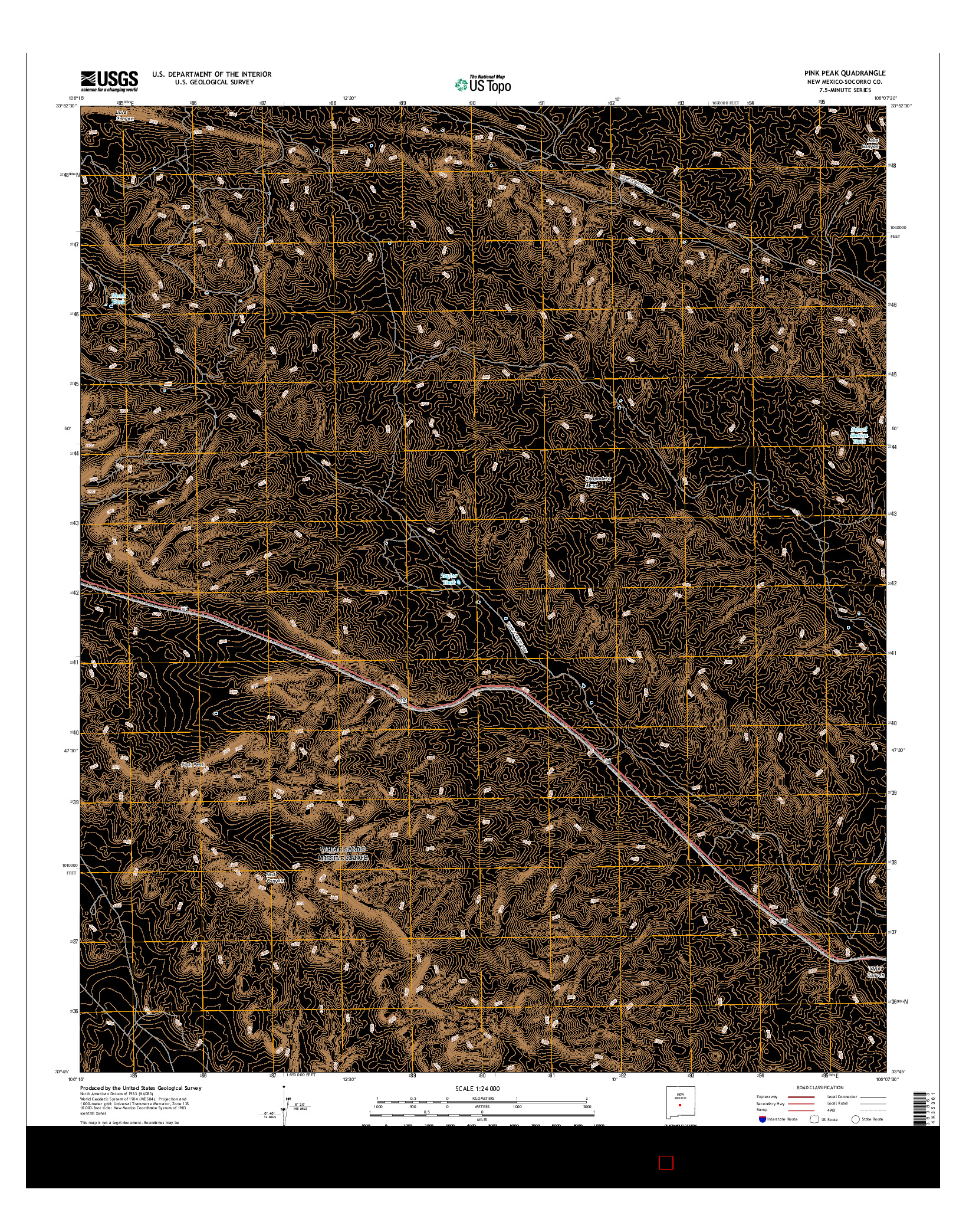 USGS US TOPO 7.5-MINUTE MAP FOR PINK PEAK, NM 2017