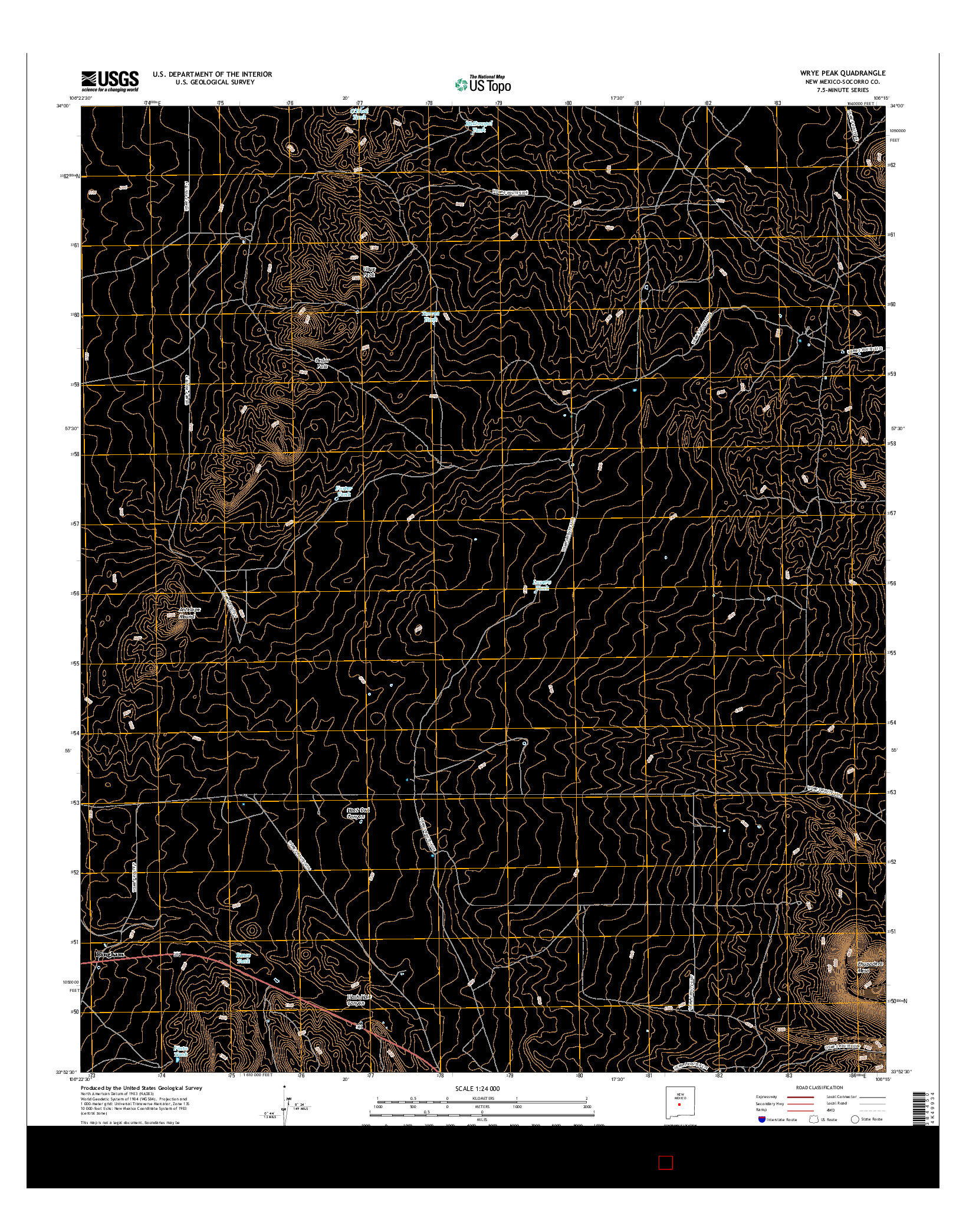 USGS US TOPO 7.5-MINUTE MAP FOR WRYE PEAK, NM 2017