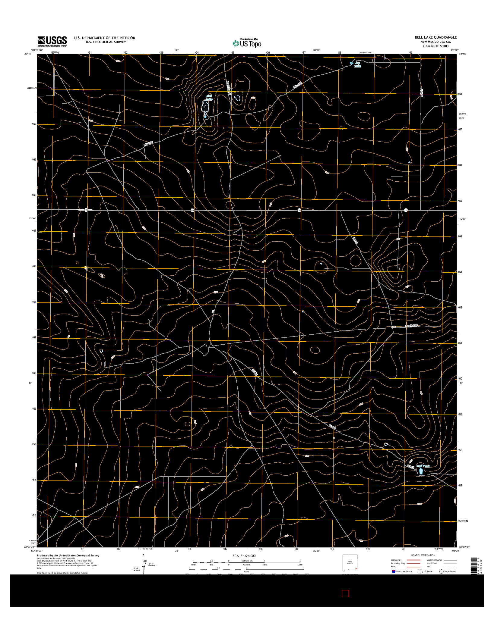 USGS US TOPO 7.5-MINUTE MAP FOR BELL LAKE, NM 2017