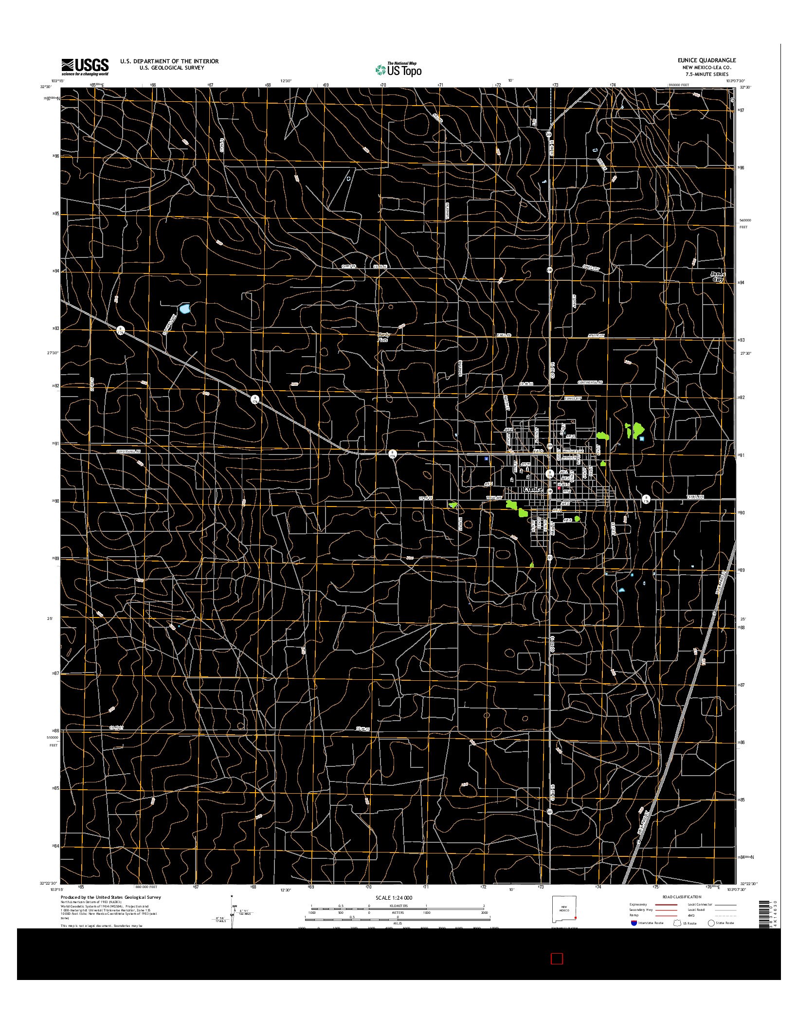 USGS US TOPO 7.5-MINUTE MAP FOR EUNICE, NM 2017