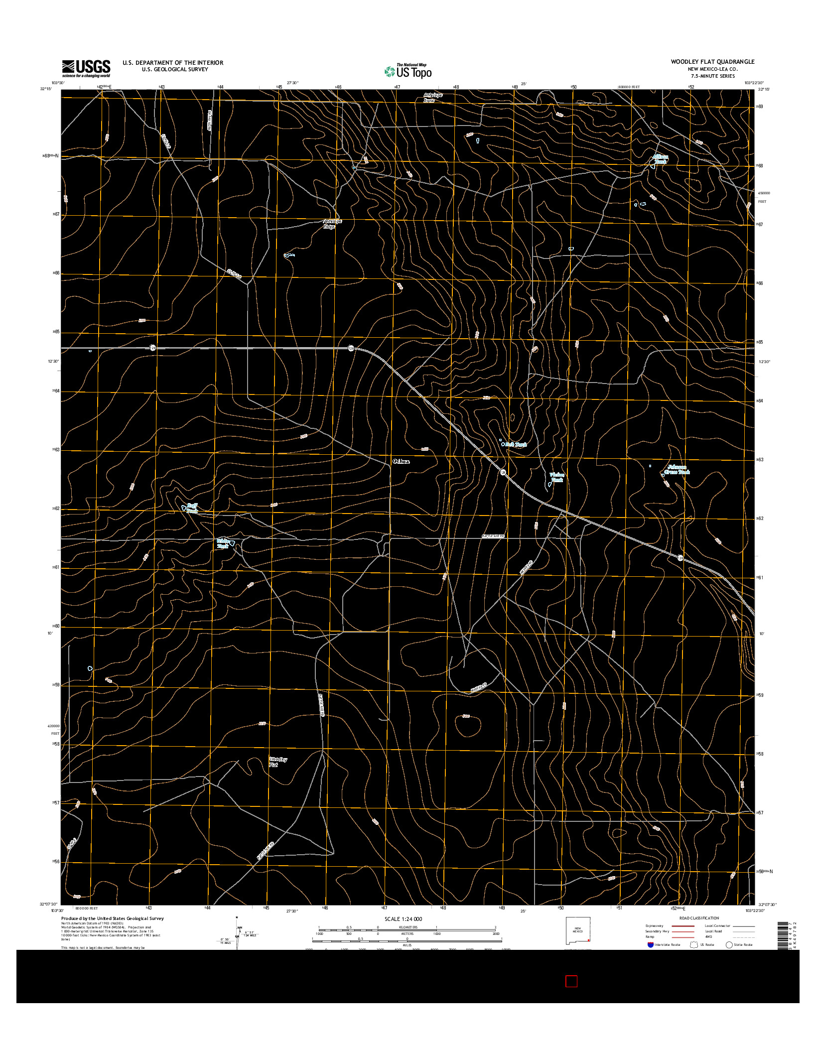 USGS US TOPO 7.5-MINUTE MAP FOR WOODLEY FLAT, NM 2017