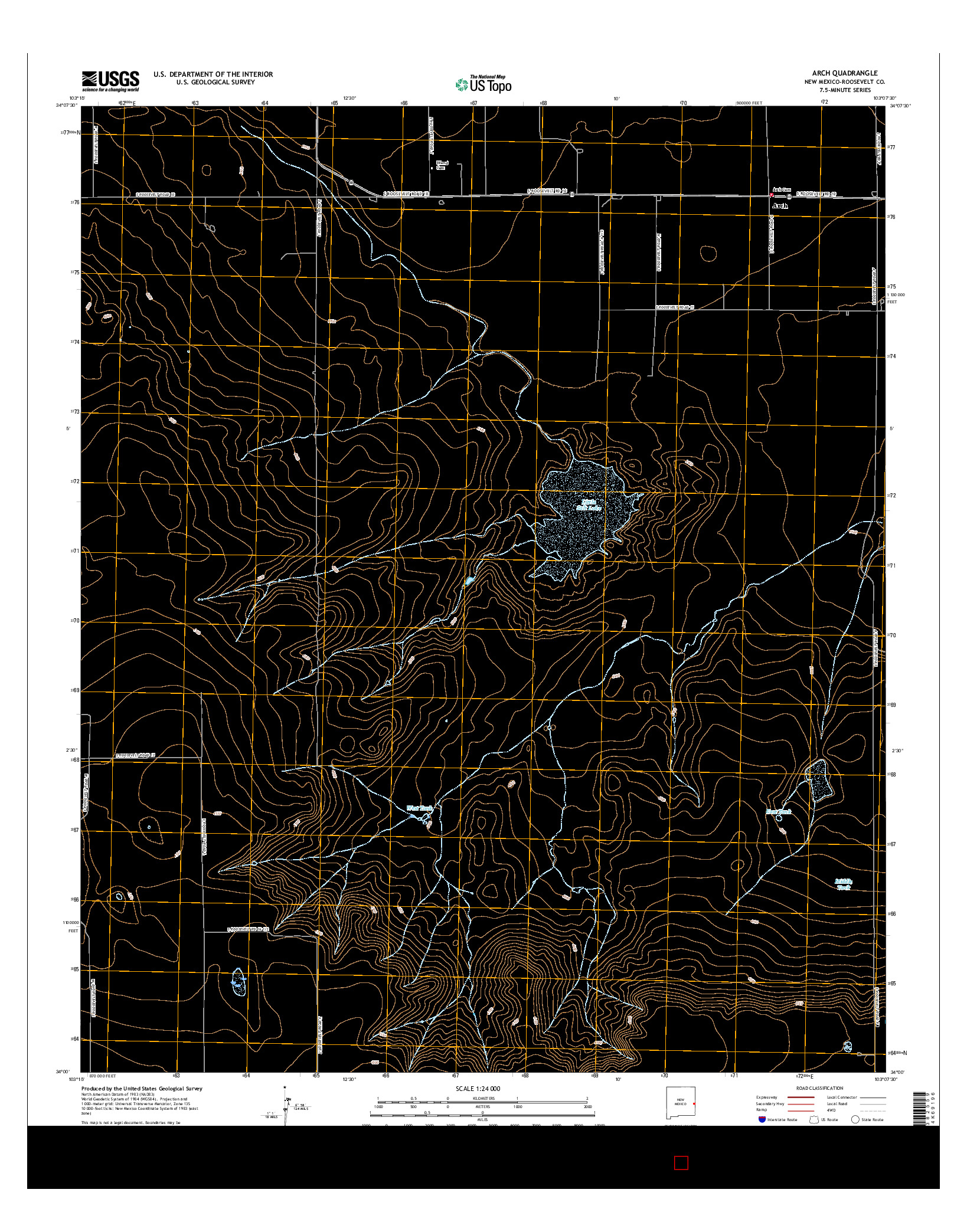 USGS US TOPO 7.5-MINUTE MAP FOR ARCH, NM 2017