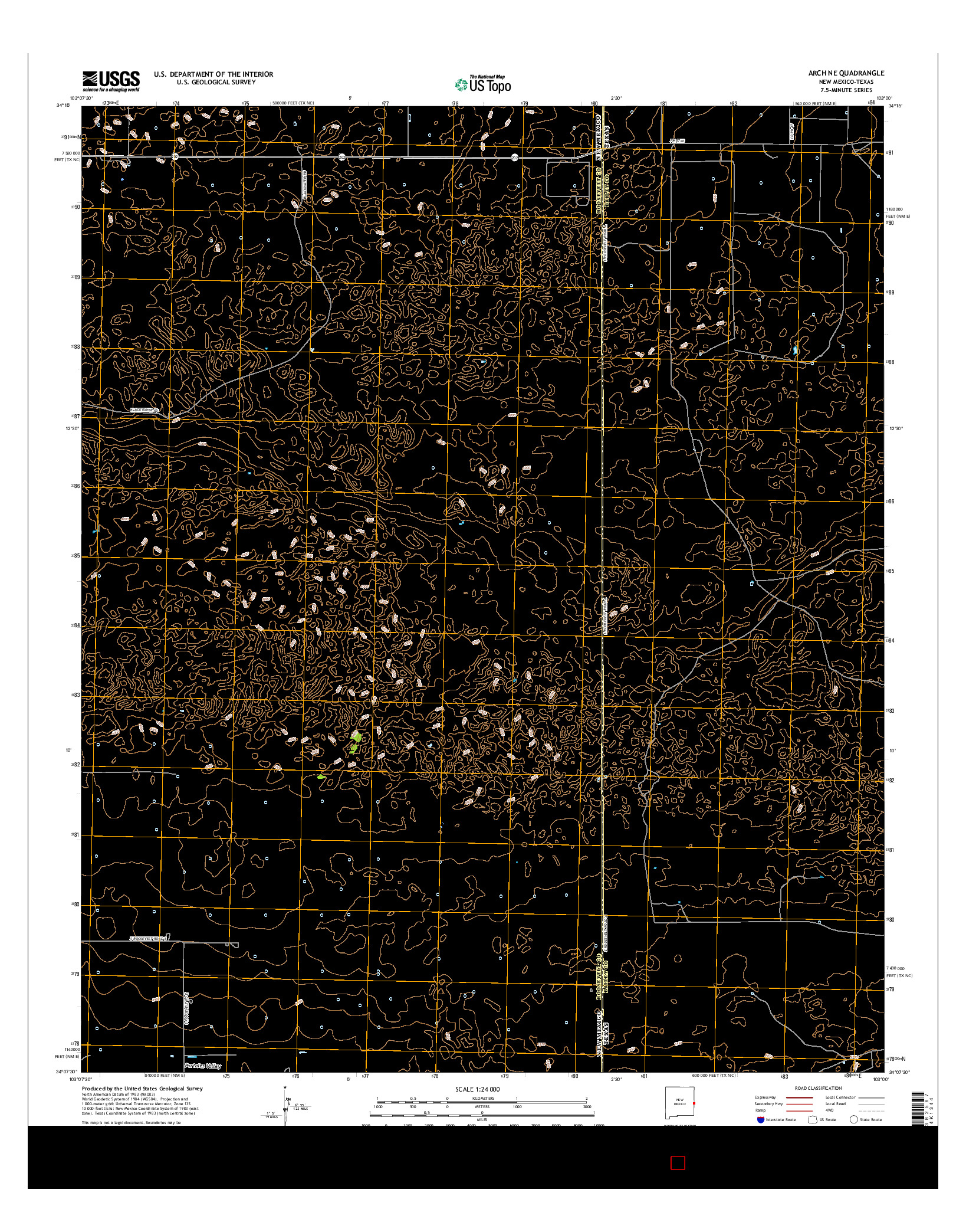 USGS US TOPO 7.5-MINUTE MAP FOR ARCH NE, NM-TX 2017