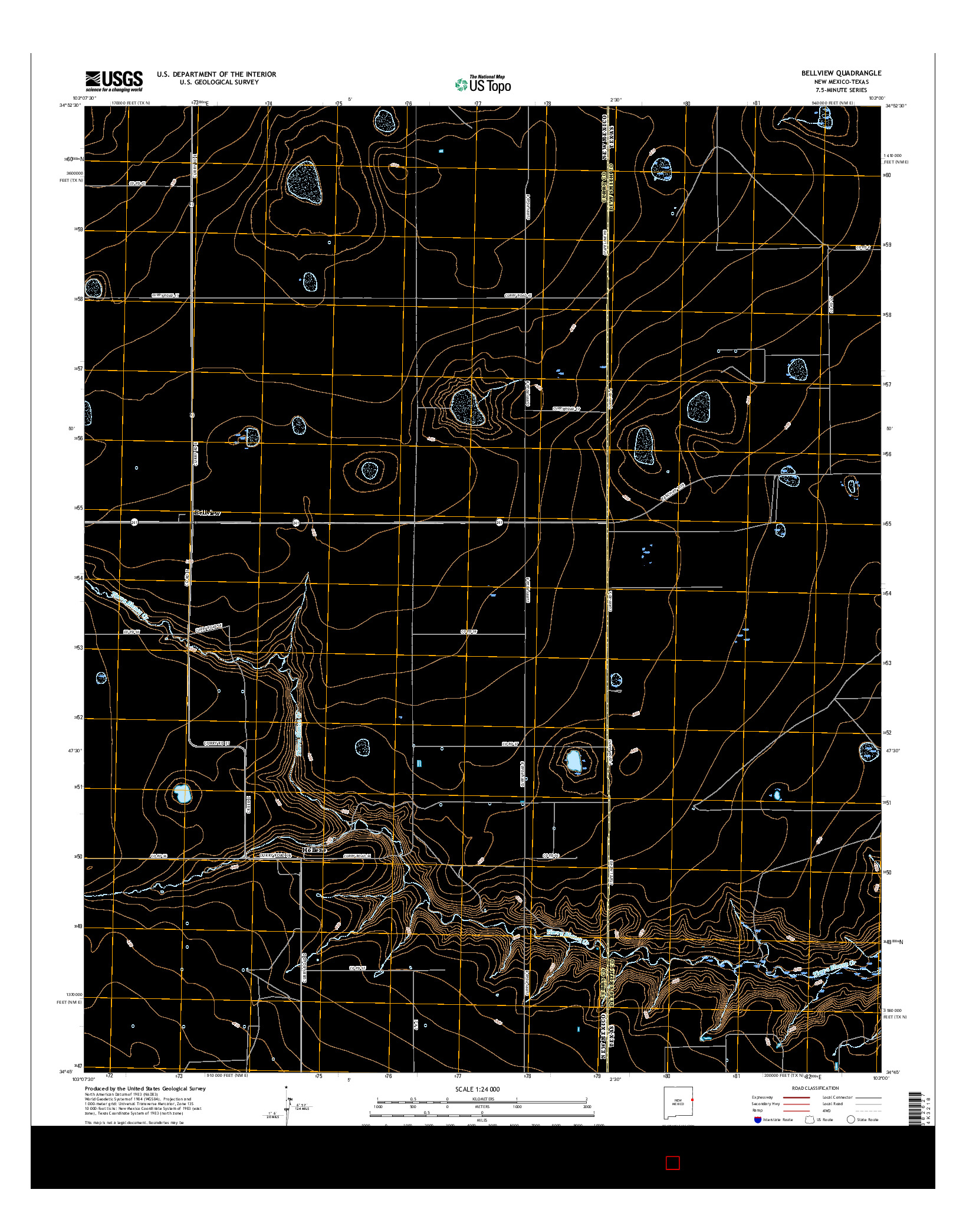 USGS US TOPO 7.5-MINUTE MAP FOR BELLVIEW, NM-TX 2017