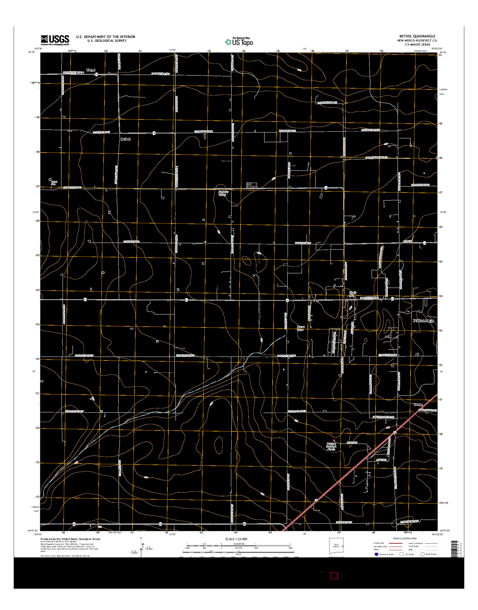 USGS US TOPO 7.5-MINUTE MAP FOR BETHEL, NM 2017