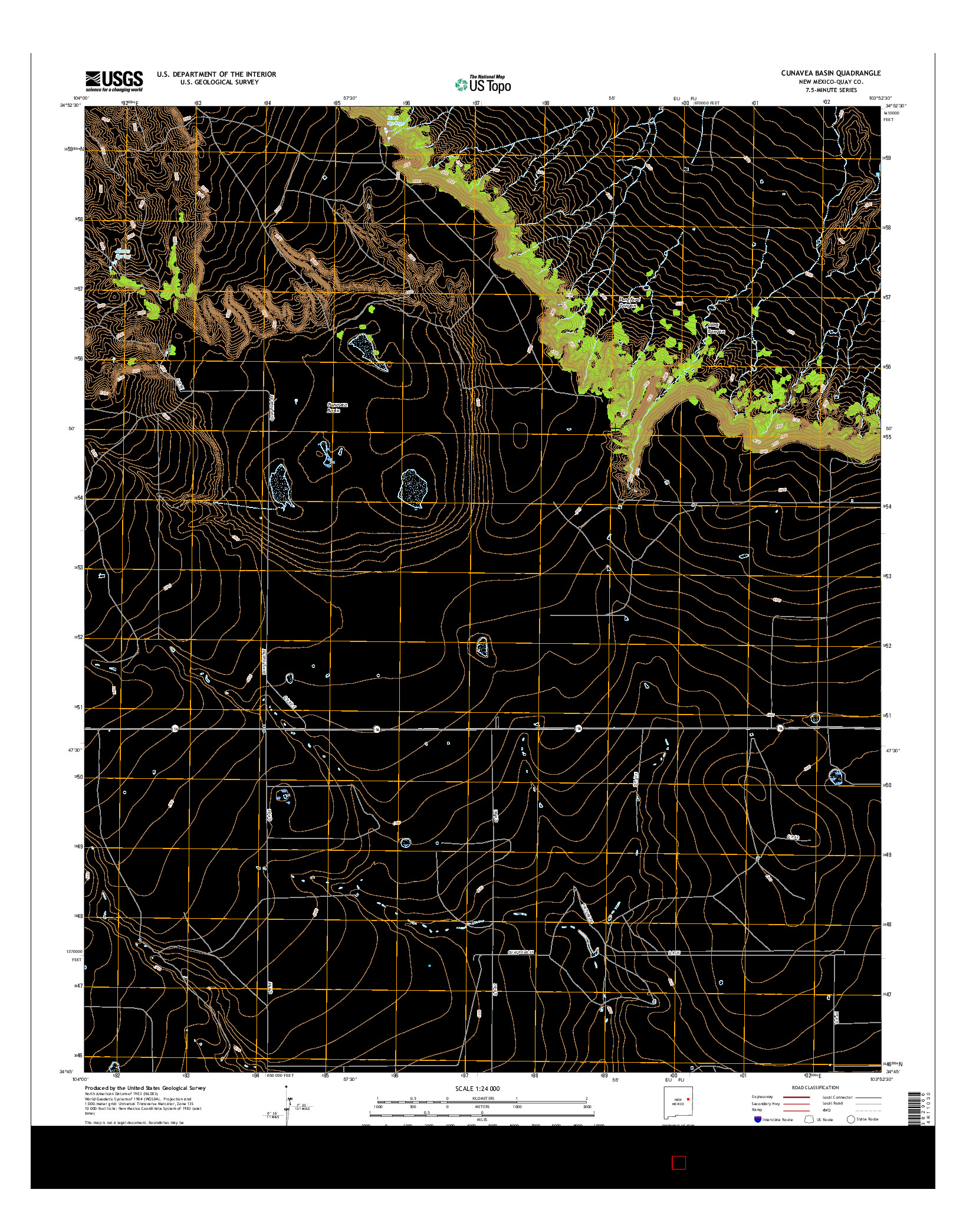 USGS US TOPO 7.5-MINUTE MAP FOR CUNAVEA BASIN, NM 2017