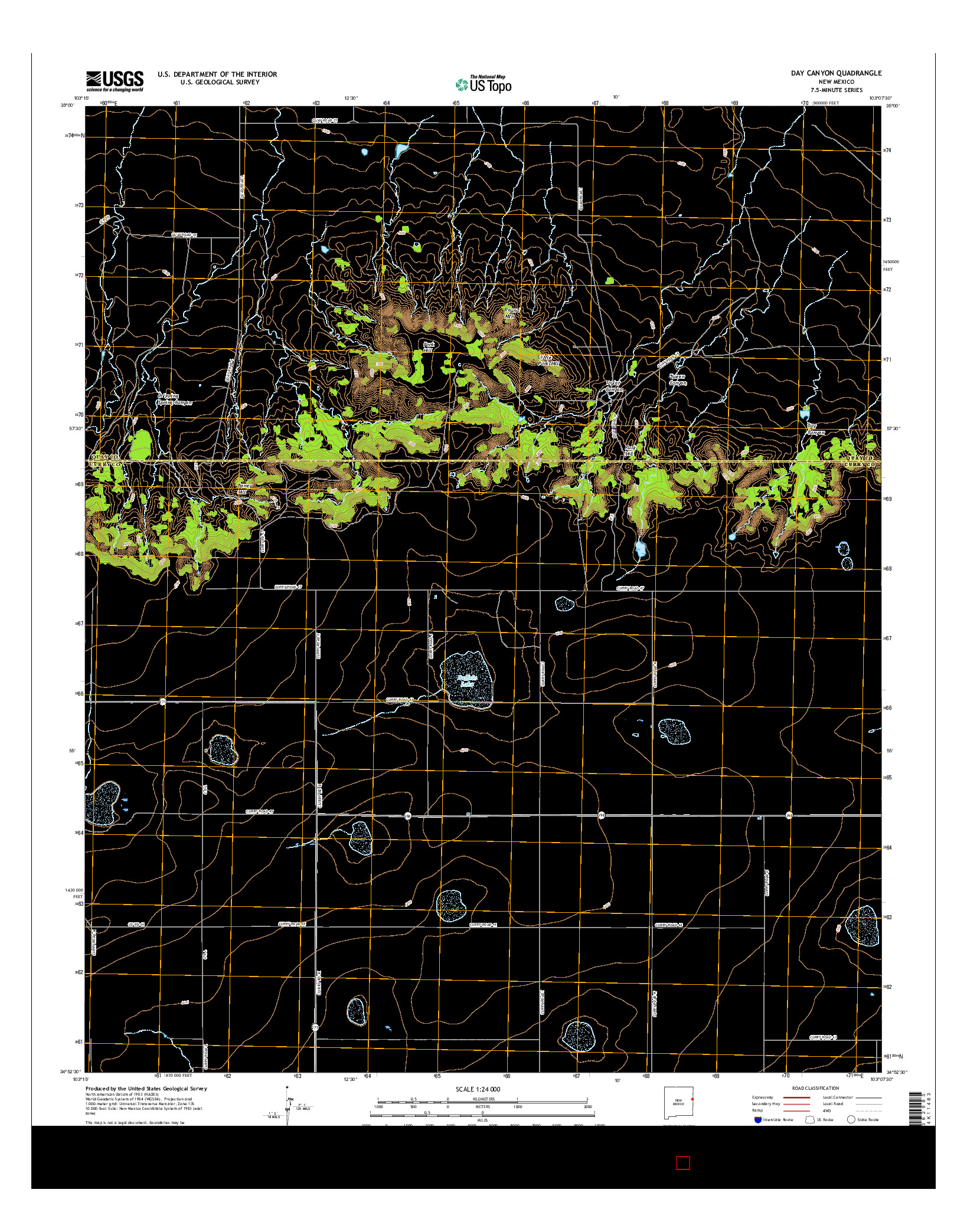 USGS US TOPO 7.5-MINUTE MAP FOR DAY CANYON, NM 2017