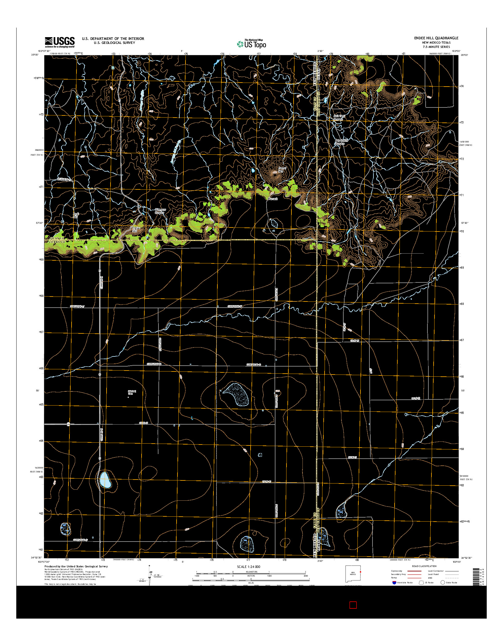 USGS US TOPO 7.5-MINUTE MAP FOR ENDEE HILL, NM-TX 2017