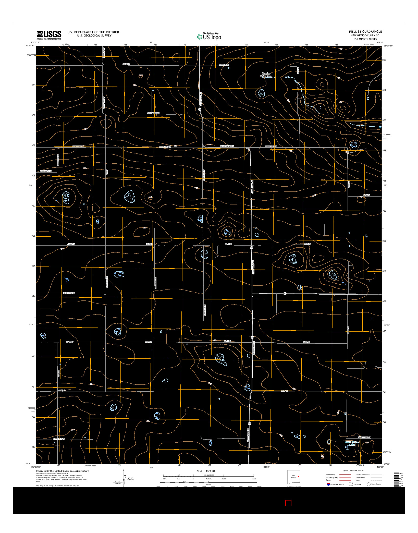 USGS US TOPO 7.5-MINUTE MAP FOR FIELD SE, NM 2017